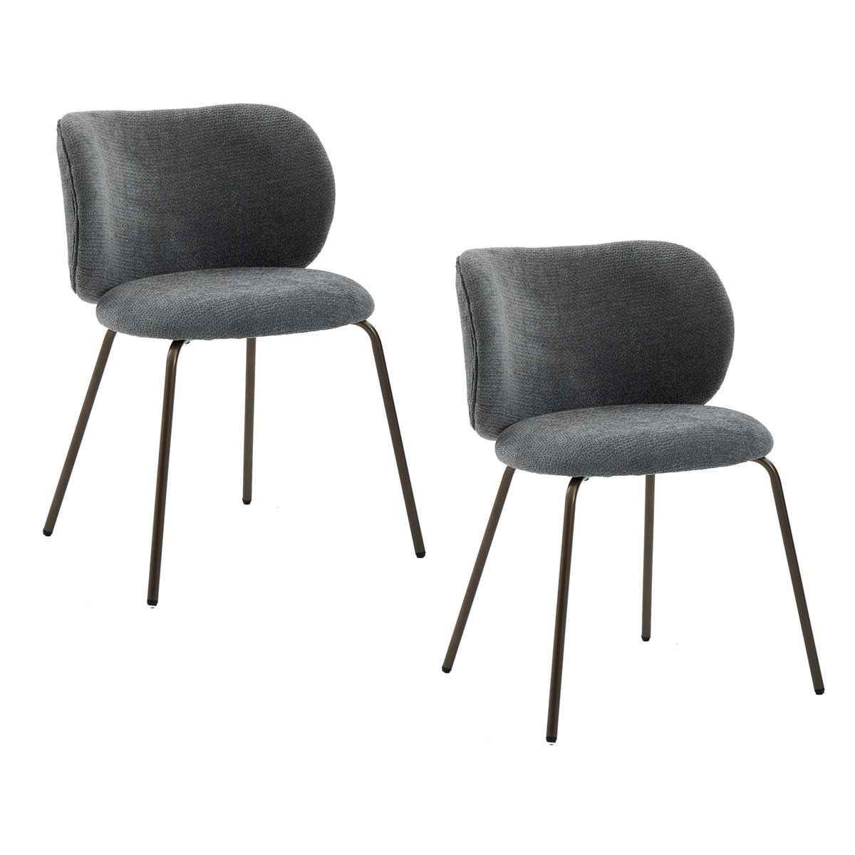 Lot de 2 chaises de salle à manger modernes en chenille tissu, KAROMIC gris, MEUBLES COSY