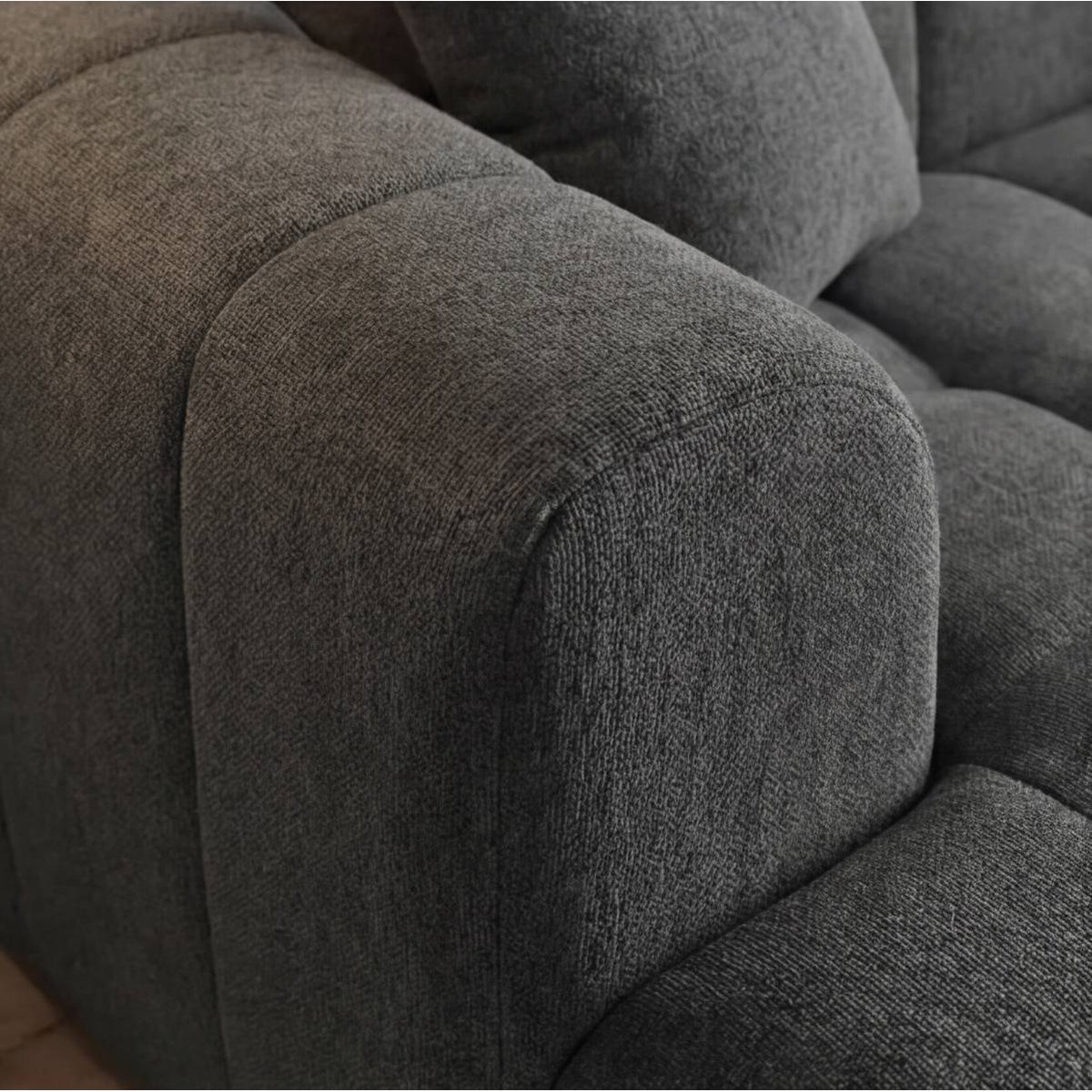Canapé d'angle en tissu DAVIS gris, MADE IN MEUBLES
