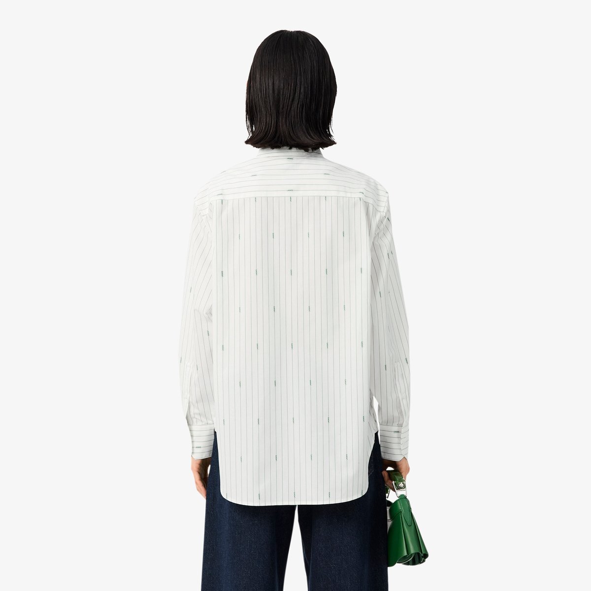 Chemise rayée jacquard oversize blanc-4iu, LACOSTE
