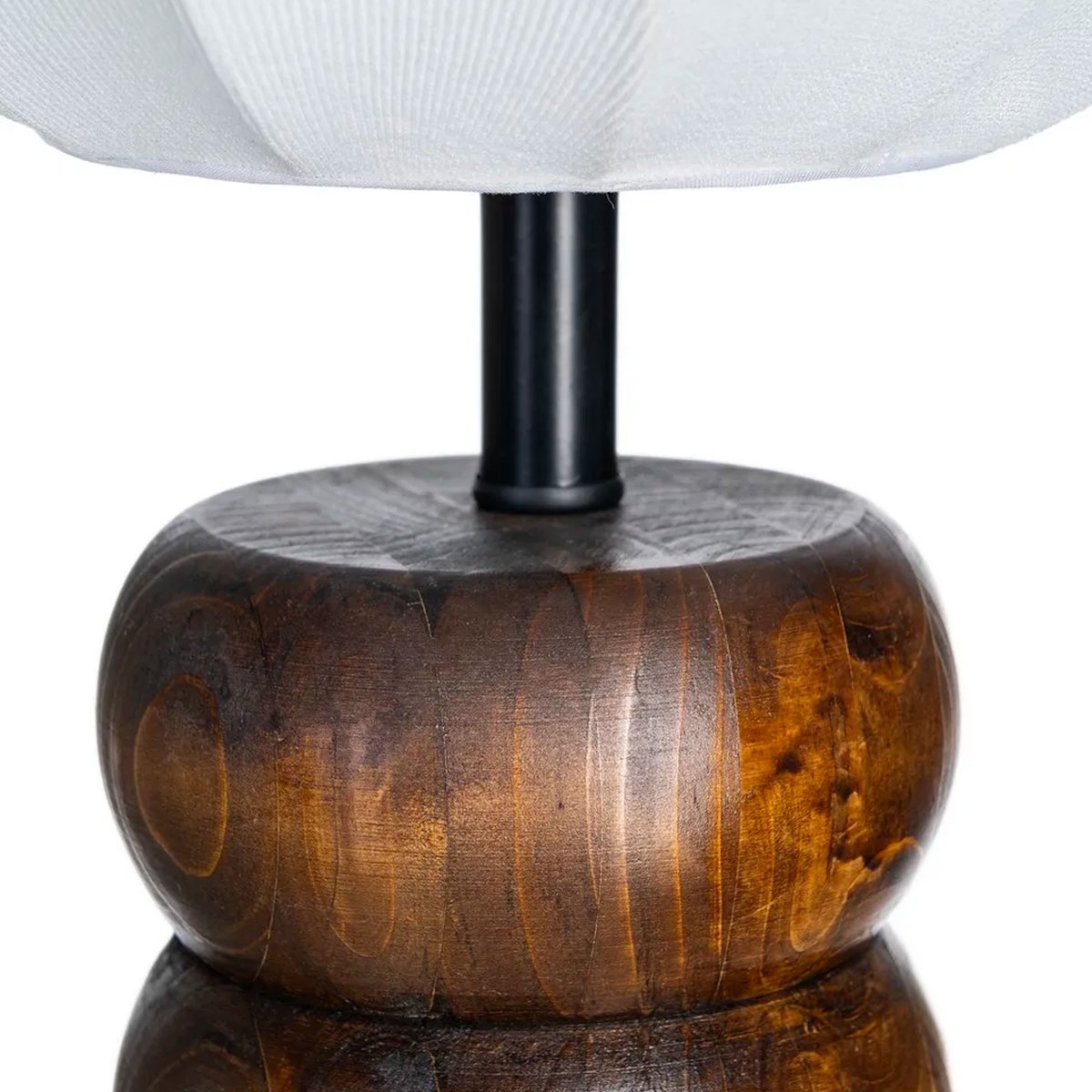 Lampe à poser bois et abat-jour boule tissu blanc 25x25x39.5cm bois, WADIGA