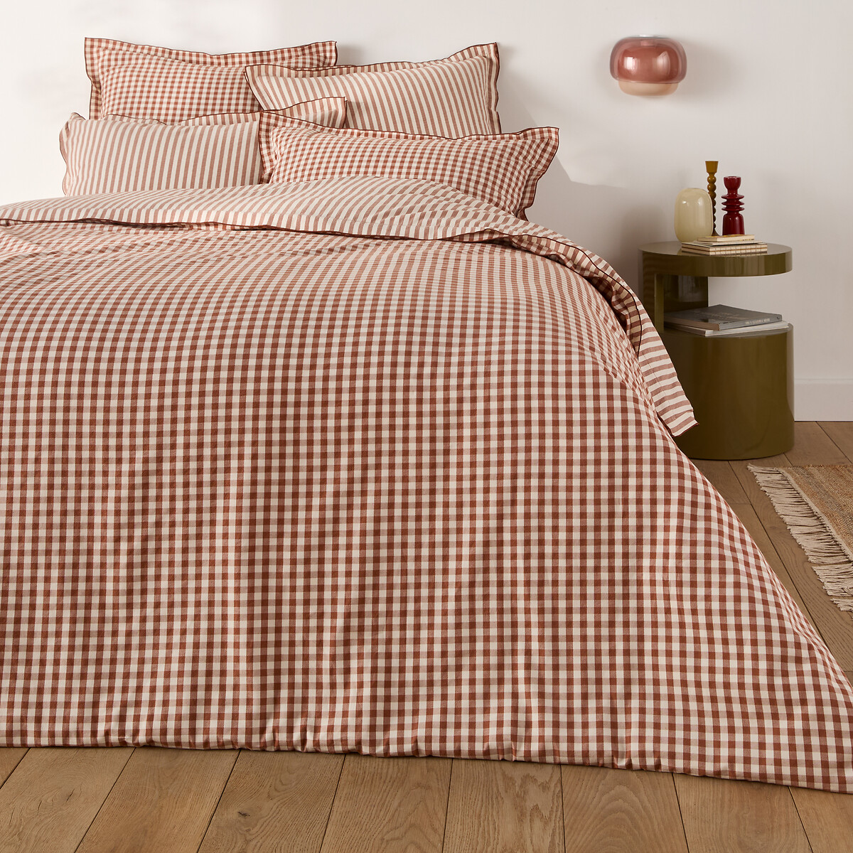 Dekbedovertrek seersucker katoen Cottage caramel karamel, LA REDOUTE INTERIEURS