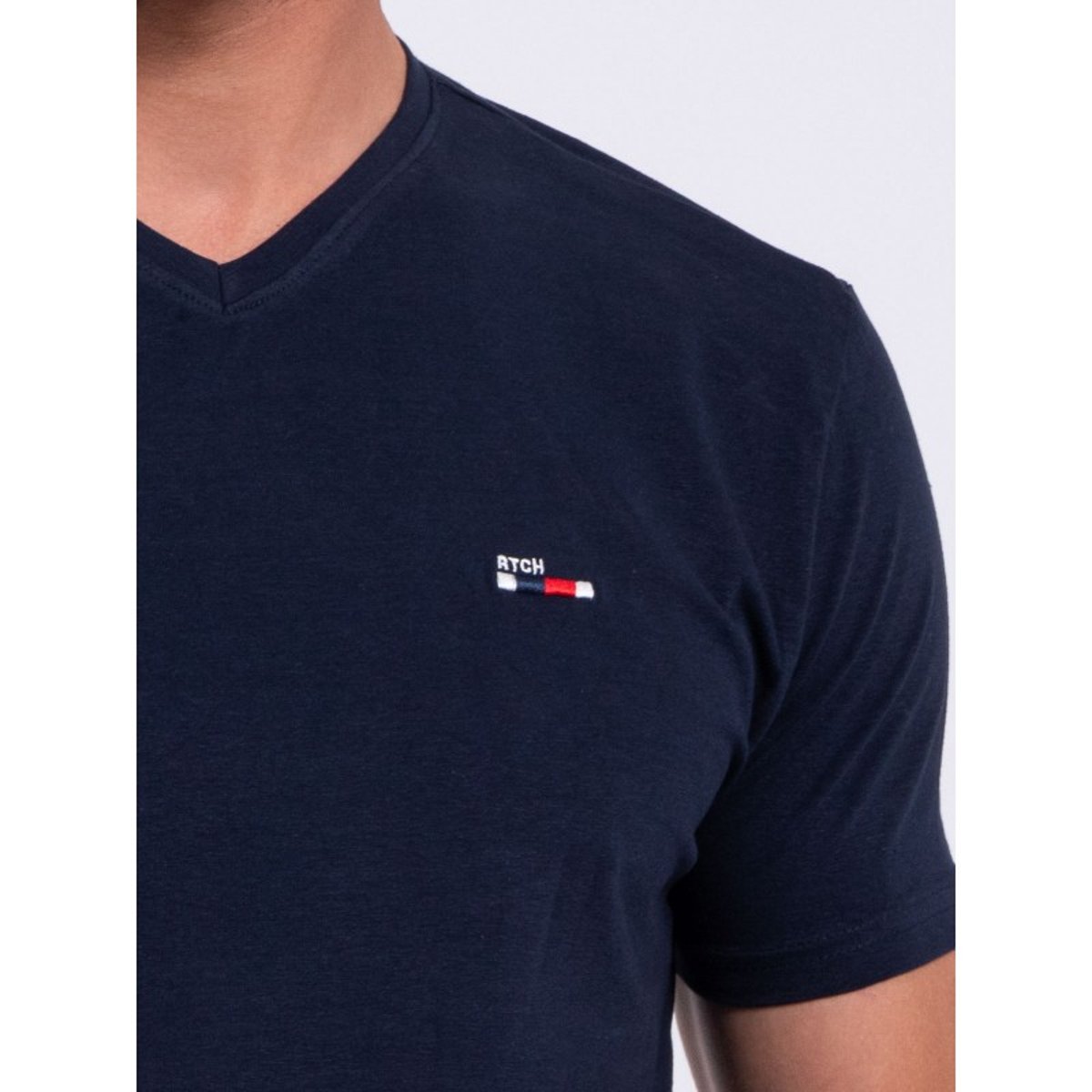 T-shirt Col V Pur Coton Nerij bleu marine, RITCHIE