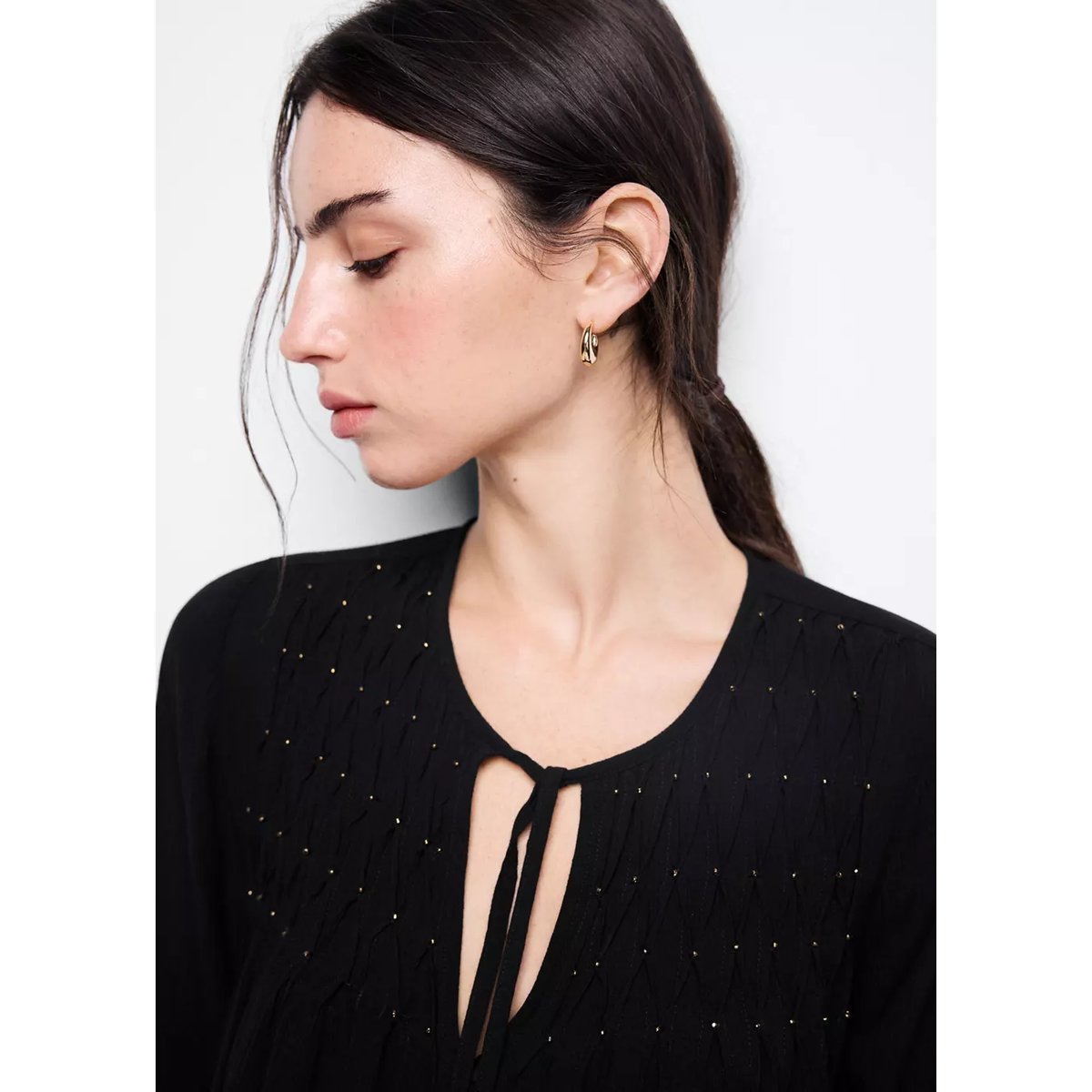 Blouse fluide détails métalliques noir, MANGO TEEN