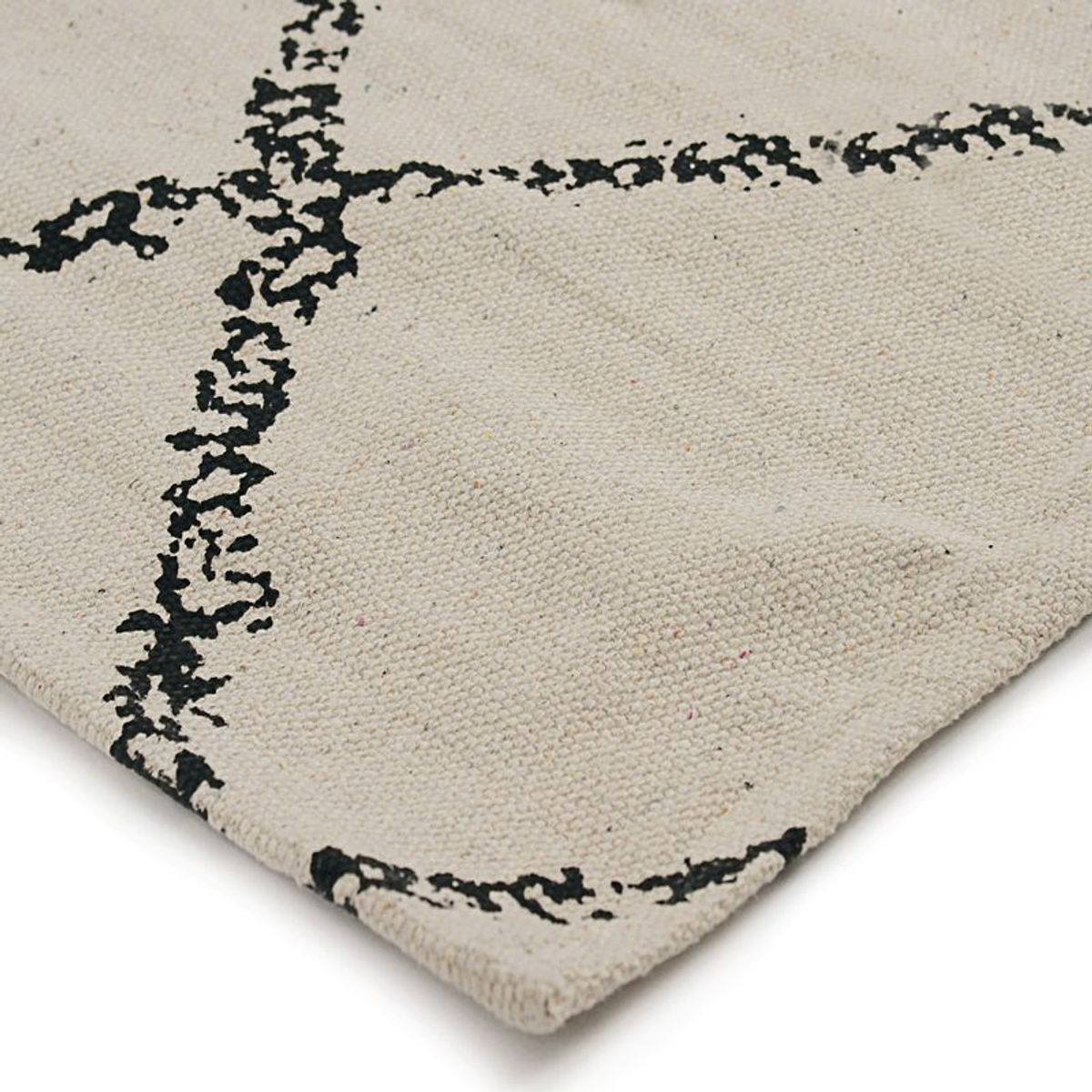 Tapis en coton losanges - COTTON BERBERE LOSANGE - style bohème naturel noir, THE DECO FACTORY