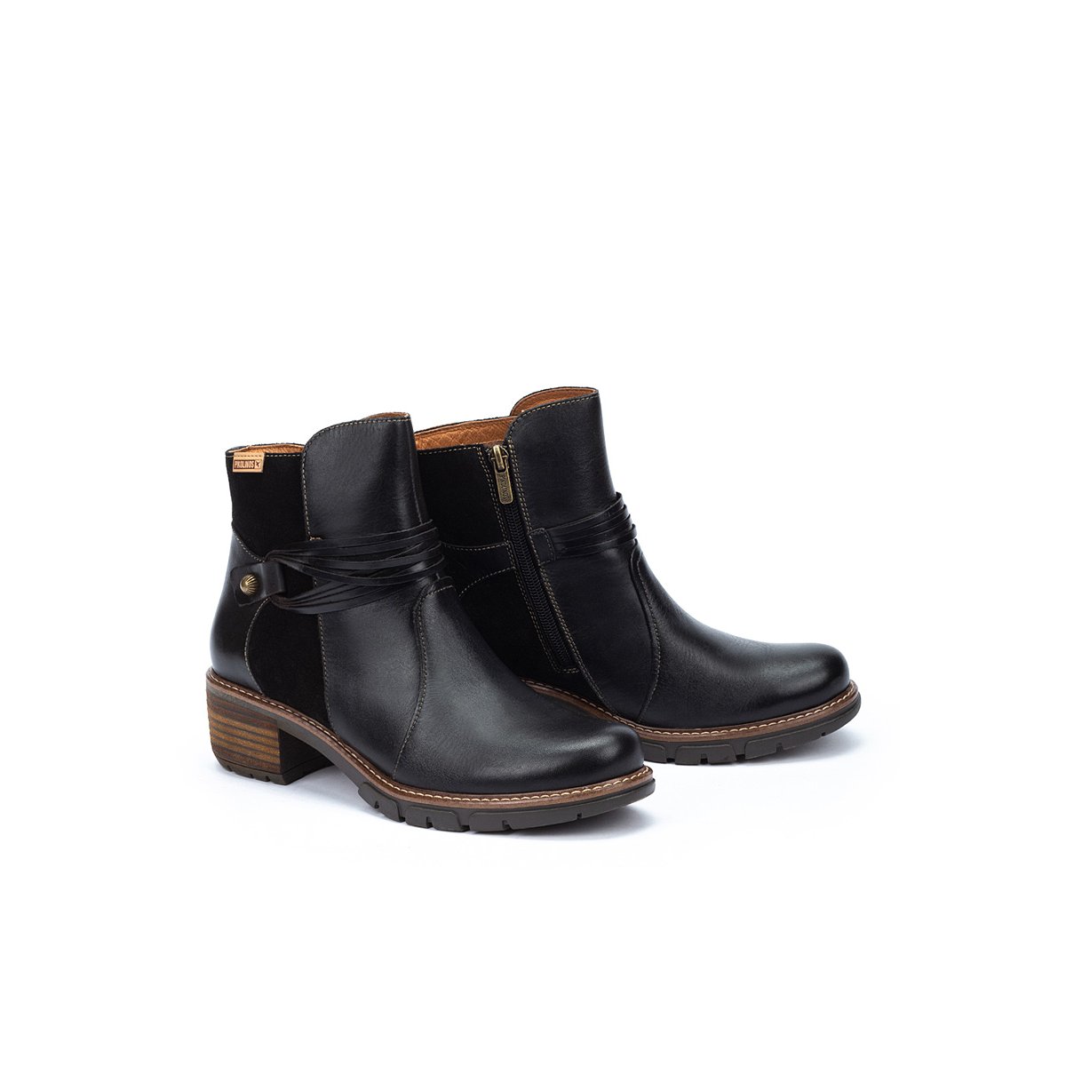 Bottines à talon cuir San Sebastia black, PIKOLINOS