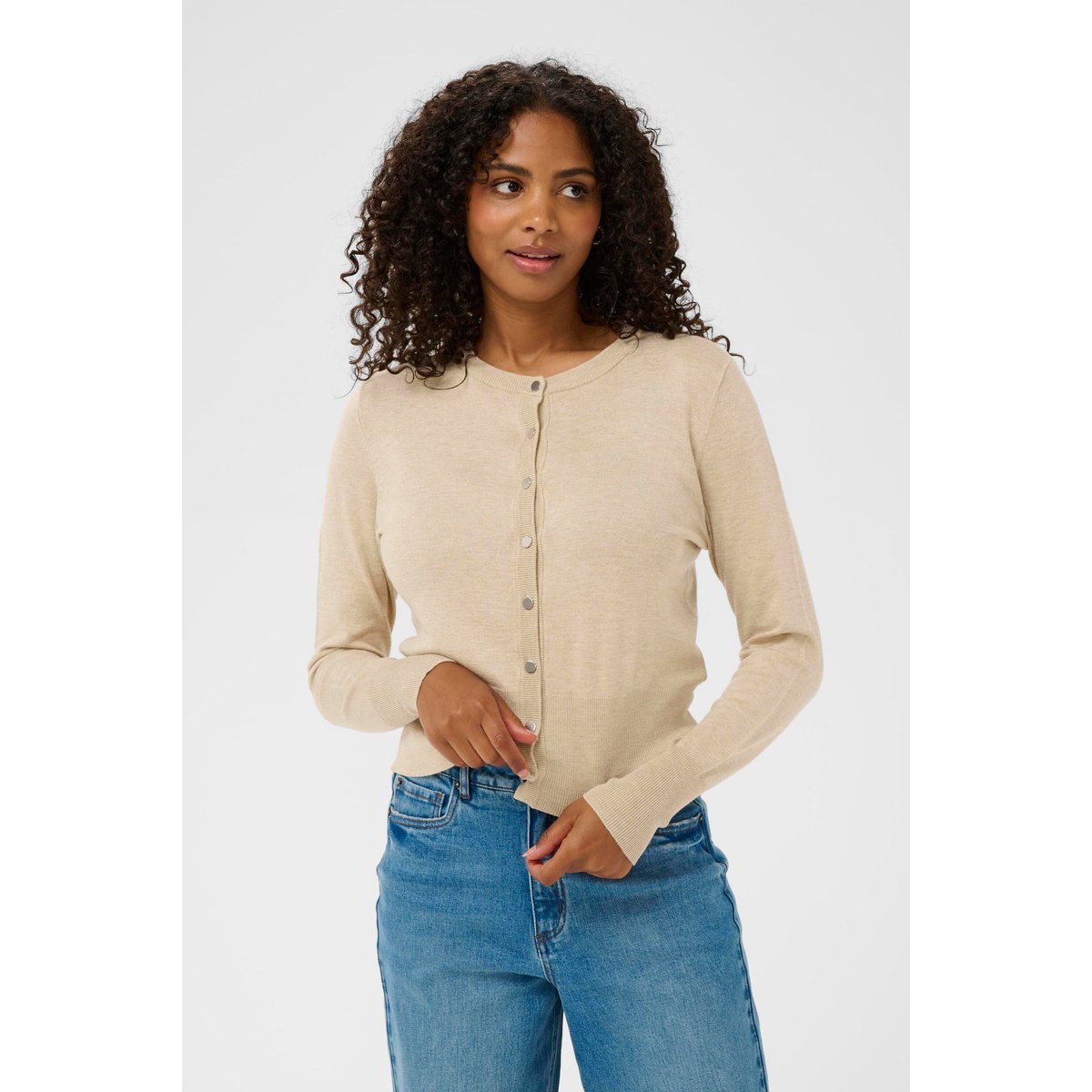 Cardigan à tricot beige feather gray, KAFFE