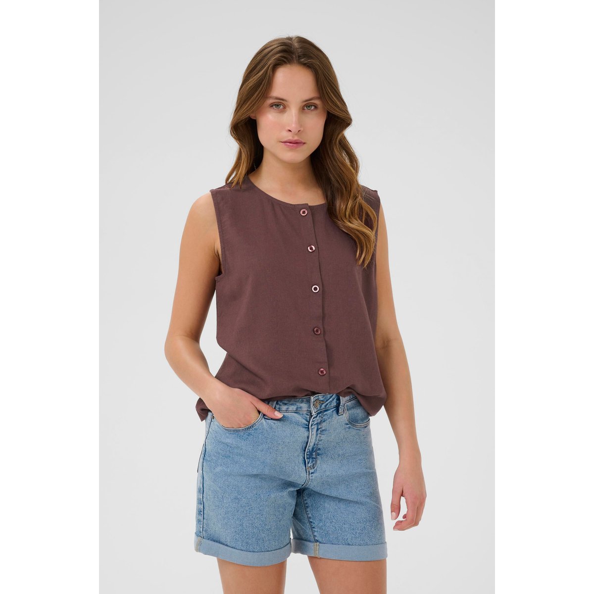 Blouse à manches courtes bordeaux fudge, KAFFE