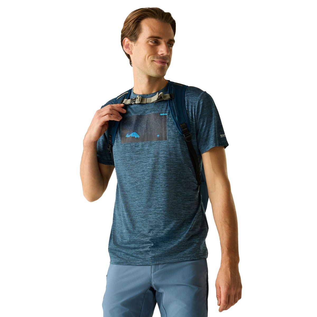 T-shirt motif/style ciel nocturne FINGAL bleu nuit chiné, REGATTA
