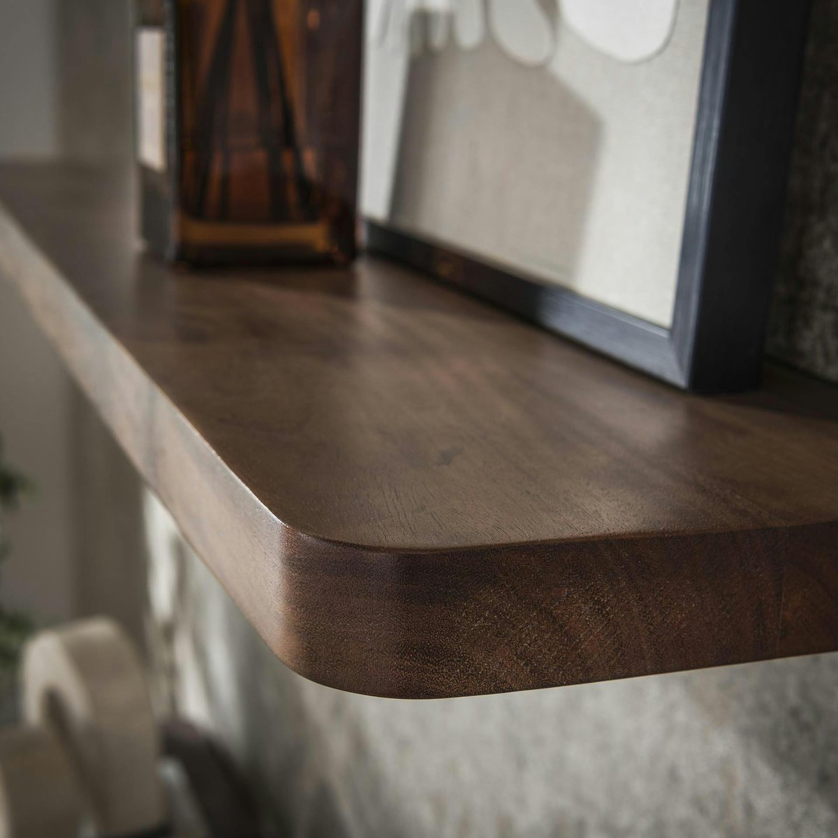 Etagère murale bois d’acacia brun bords arrondis 60 cm NAKO marron, PIER IMPORT