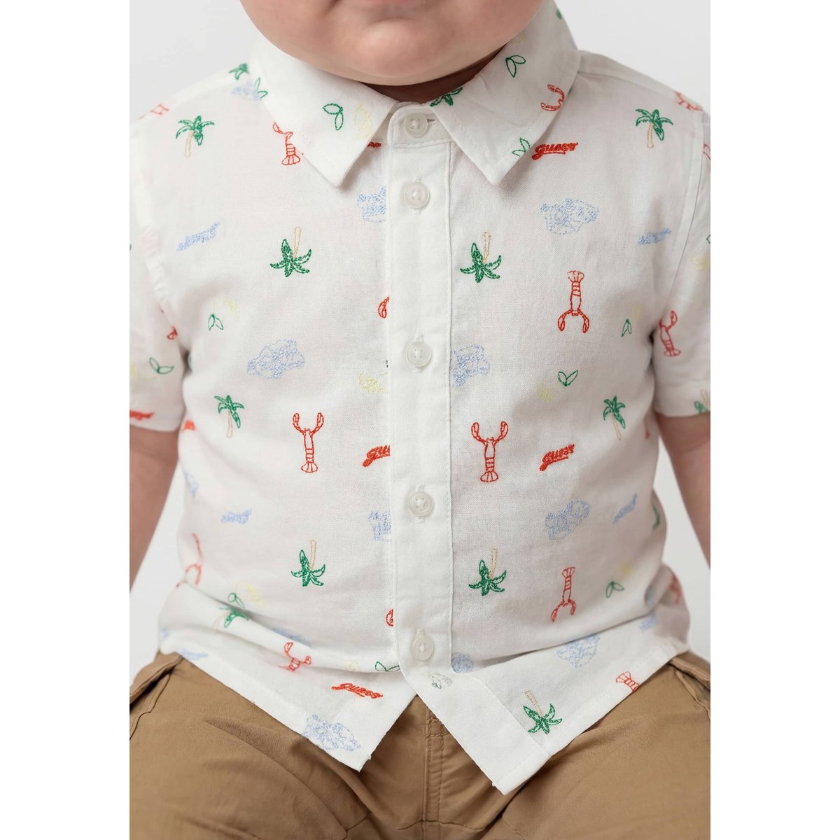 Chemise En Popeline Brodée blanc multicolore, GUESS KIDS