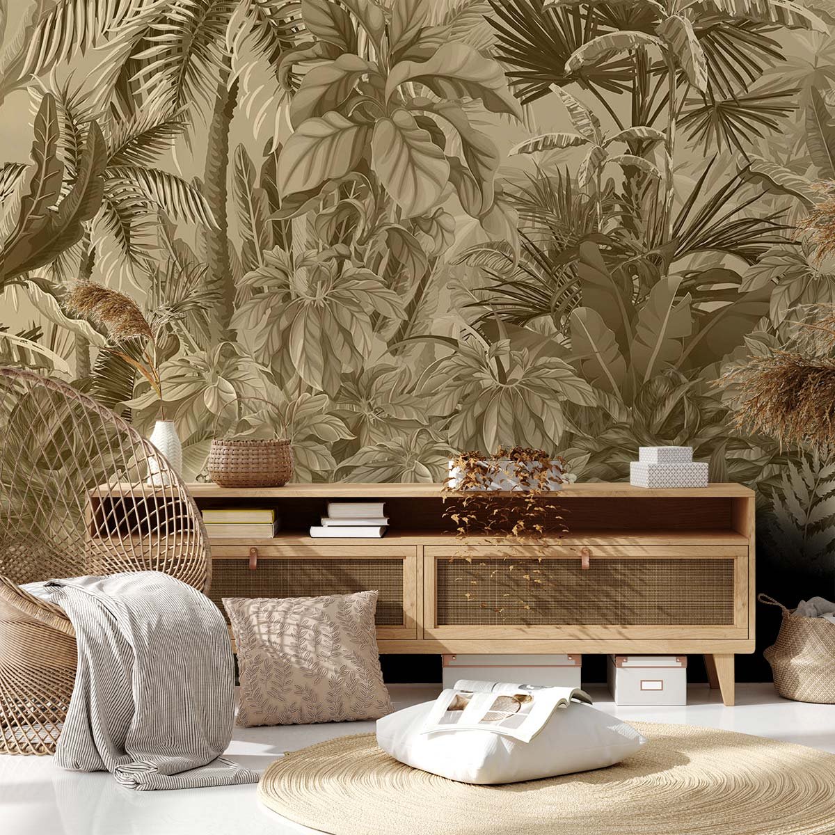 Papier peint panoramique paradis tropical intissé, HEXOA