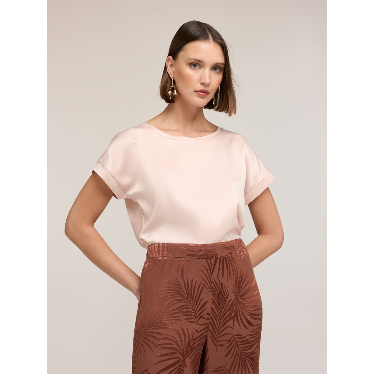T-shirt bimatière rosa cipria, MOTIVI