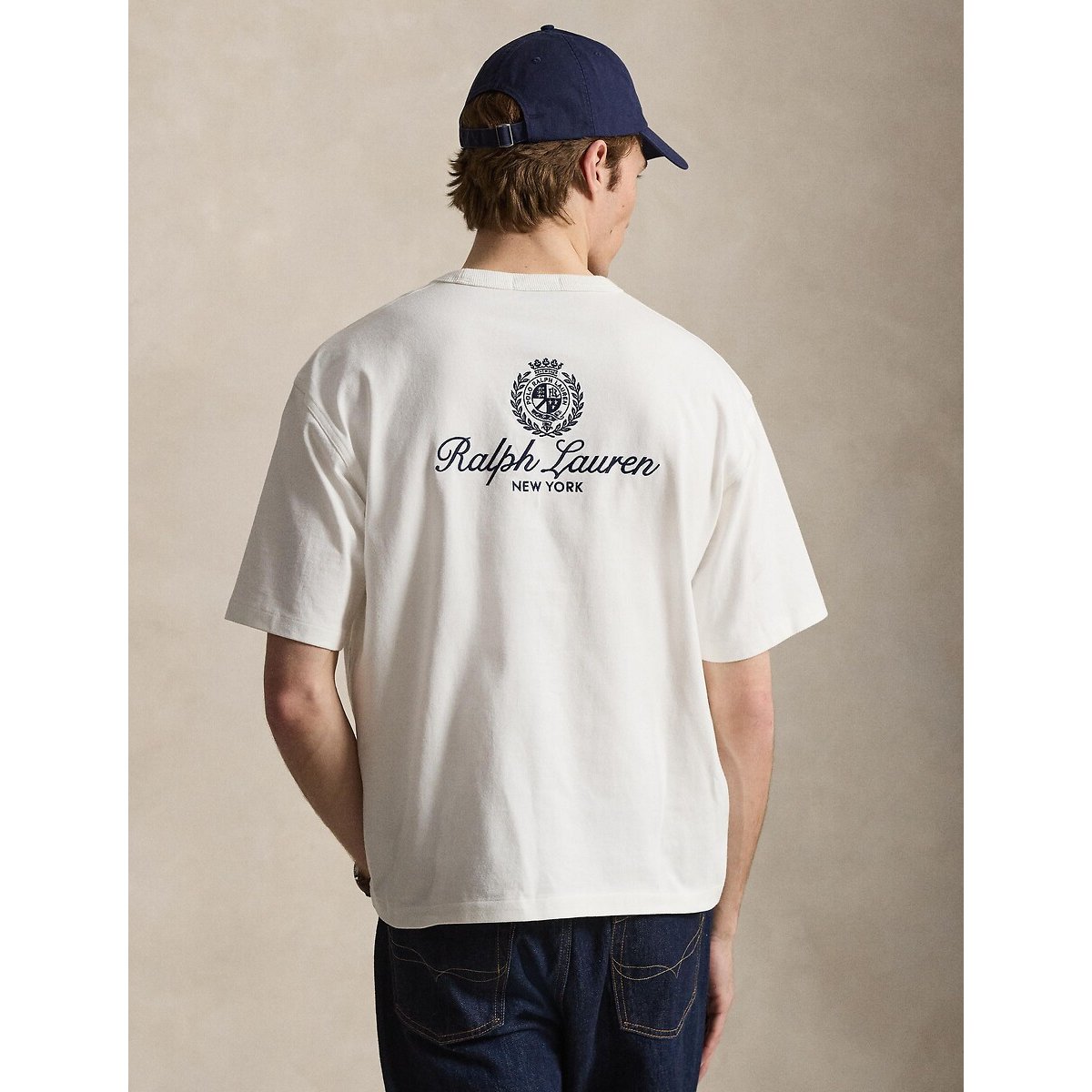 T-shirt de manga curta e gola redonda, RELAXED FIT branco, POLO RALPH LAUREN