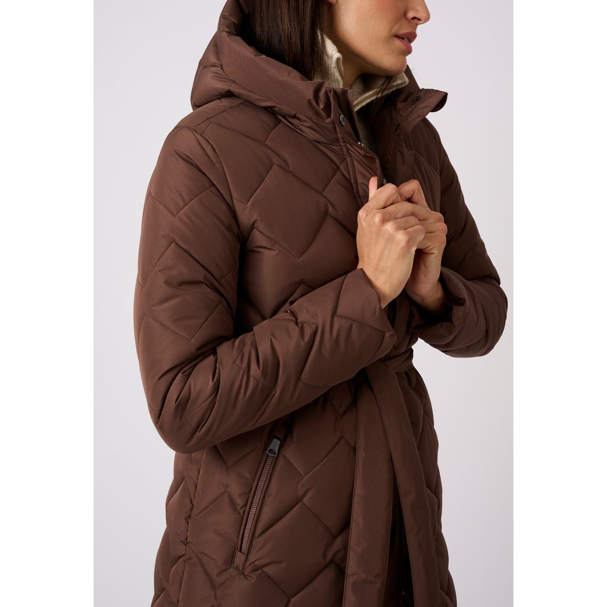Parka longue ceinturée Thermolactyl marron foncé, DAMART