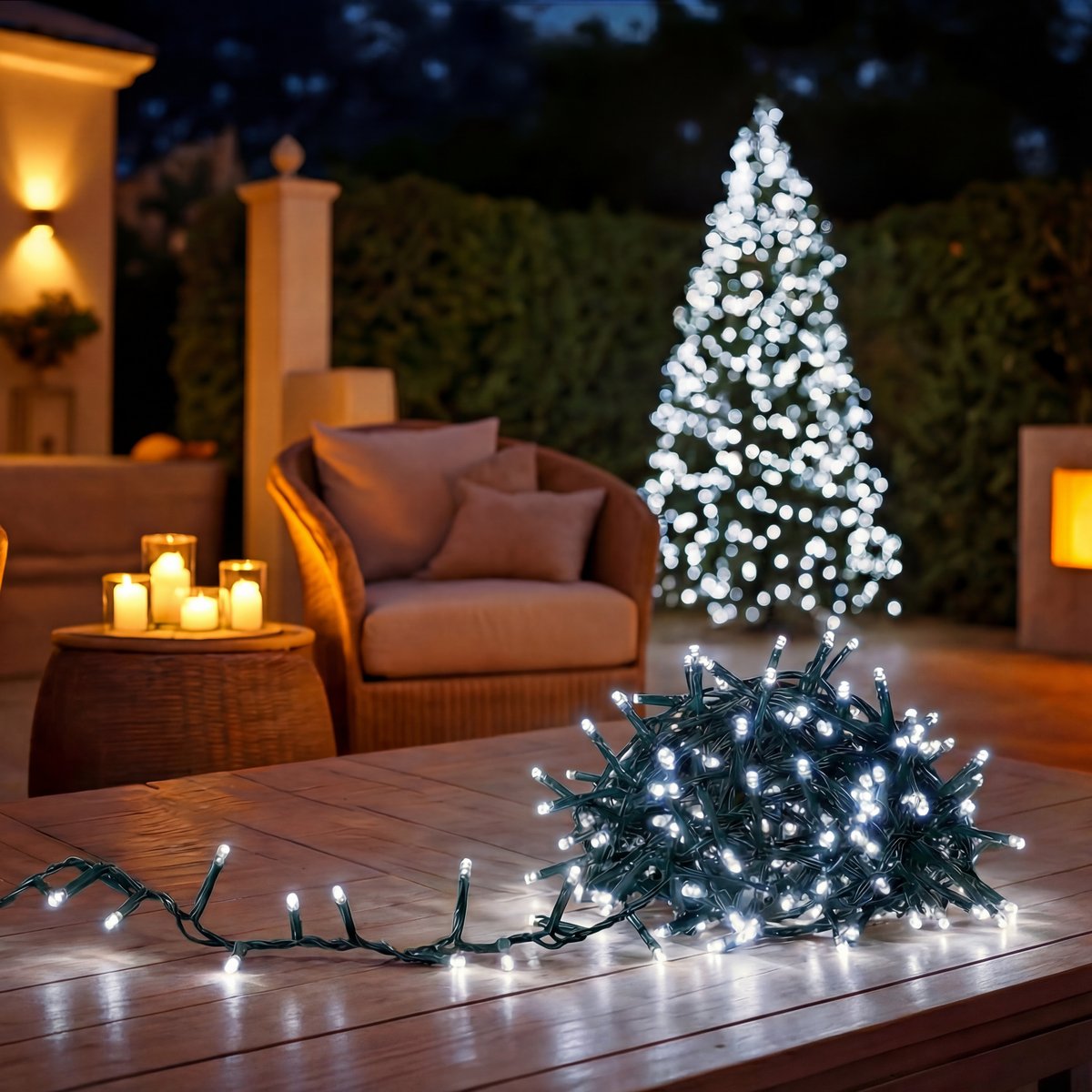 Guirlande lumineuse d'extérieur 5 m 50 LED blanc froid 8 fonctions solaire blanc froid, FEERIC LIGHTS & CHRISTMAS