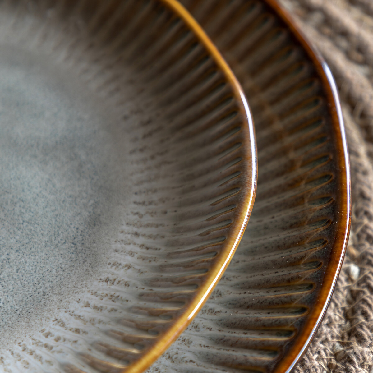 Set of 4 Harville Ridged Side Plates in Stone brown              , ÉDITÉ