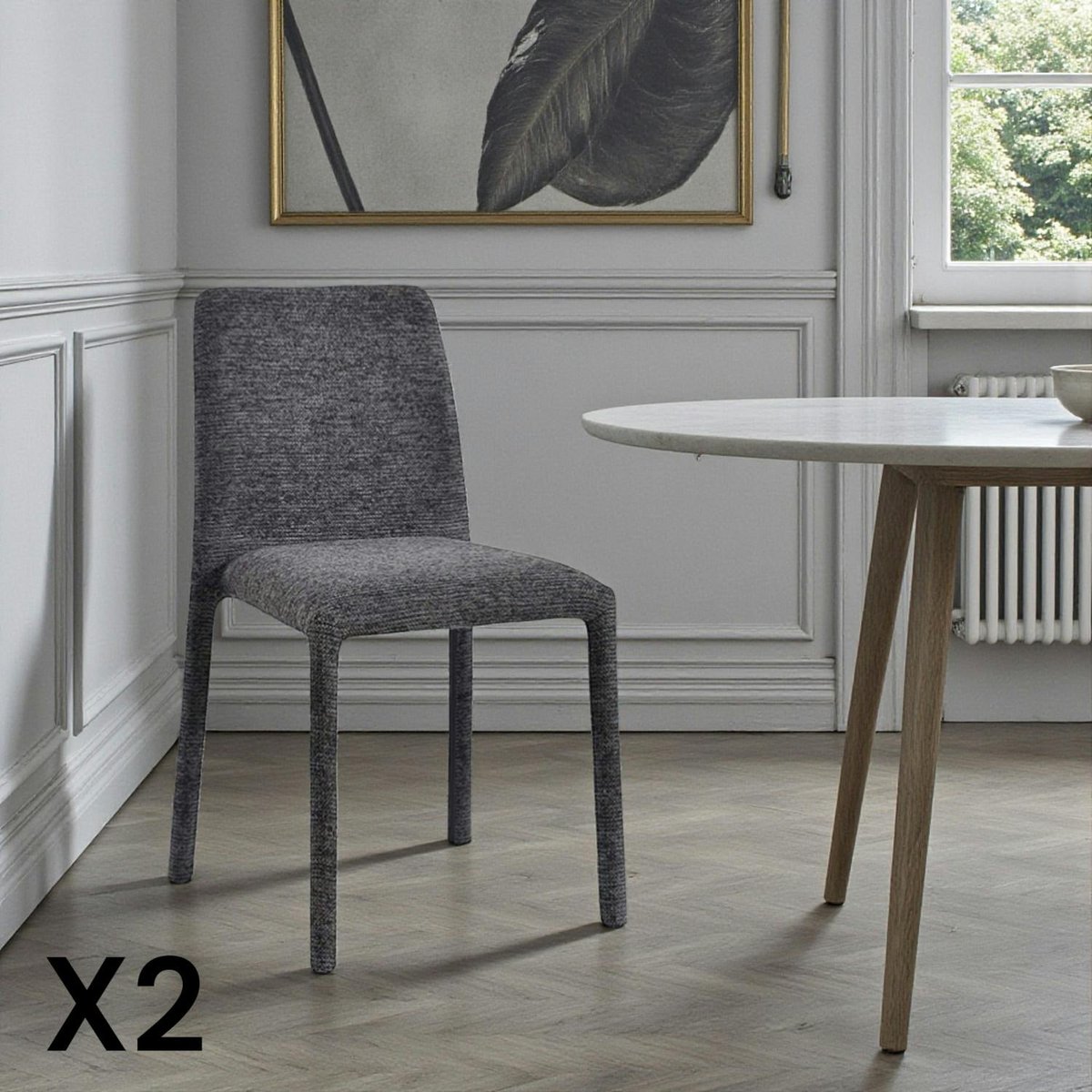 Chaise en tissu empilable (lot de 2) ESSEN gris, PIER IMPORT