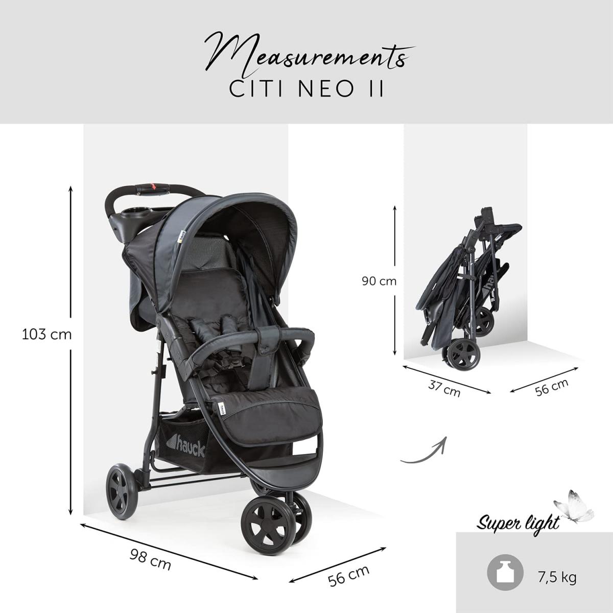 Poussettes Jogger Citi Neo II stone couleur unique, HAUCK