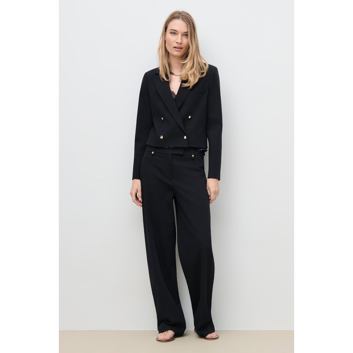 Veste cropped droite VHERMIONE noir, CAROLL