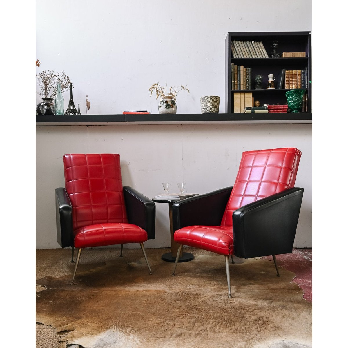 Paire de fauteuils 70s Jakob N°1373 - Bon état noir, DEBONGOUT