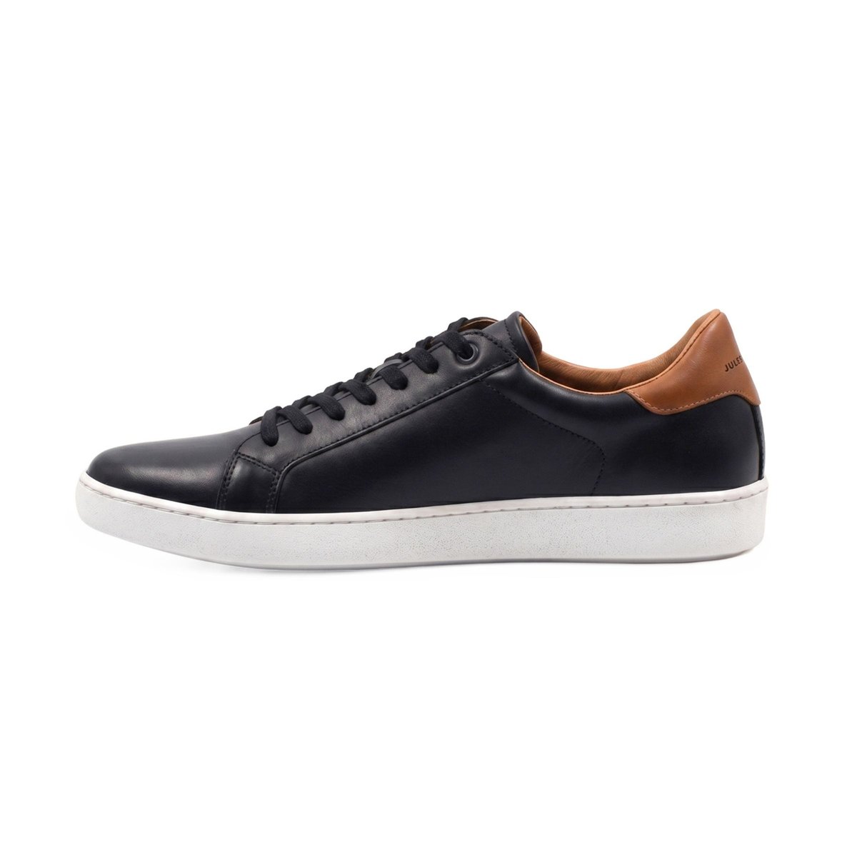 Tennis lacet homme cuir noir/blanc, JULES & JENN