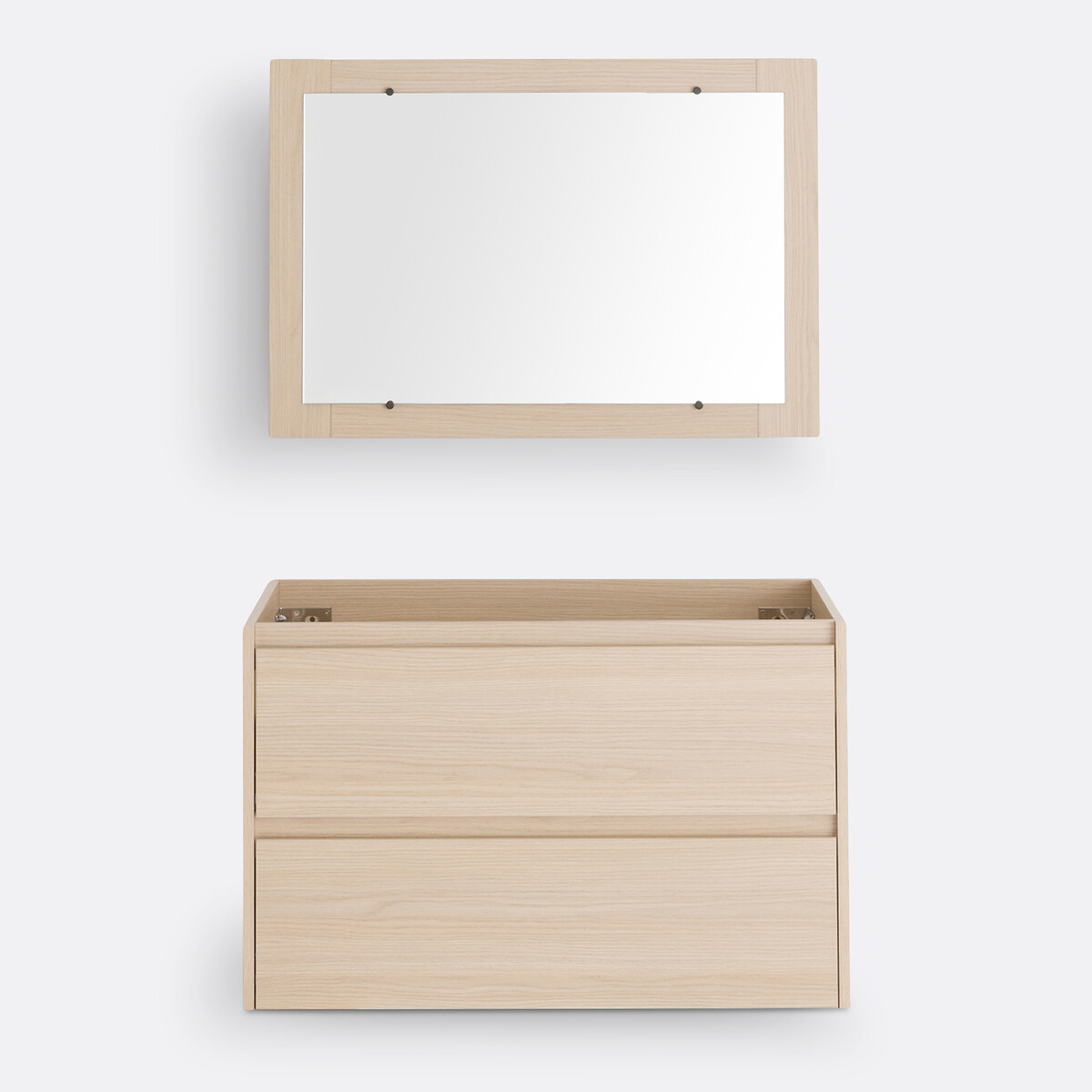 Meuble sous vasque suspendu + miroir L80 cm, Nirio effet chêne clair, LA REDOUTE INTERIEURS