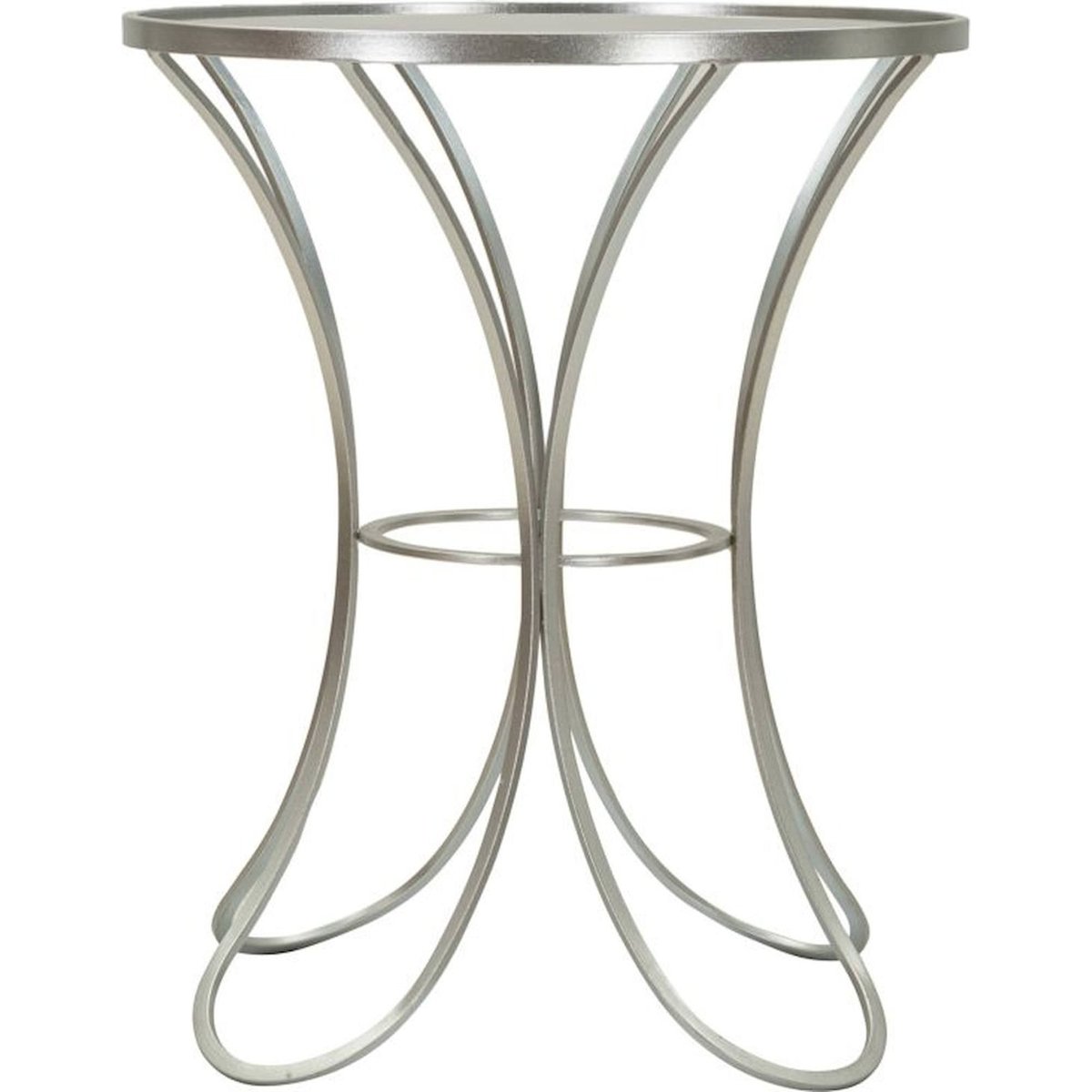 Table d'appoint ronde en fer et verre GLAM argenté et verre fumé, RECOLLECTION