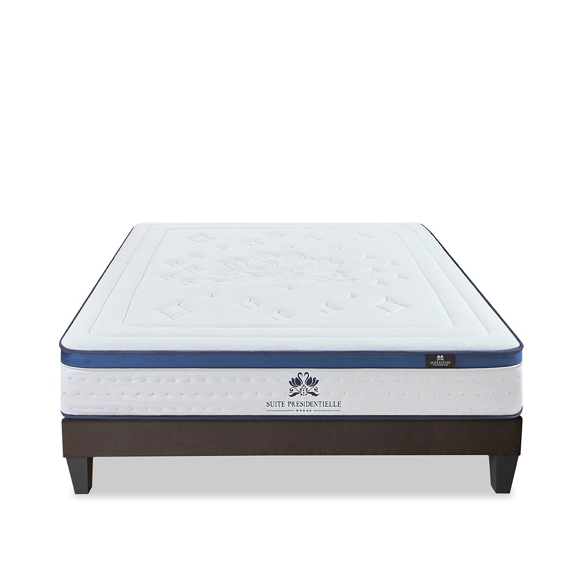 Ensemble Suite Présidentielle 90x200 cm Matelas Mousse + Sommier Bois couleur unique, BELLECOUR