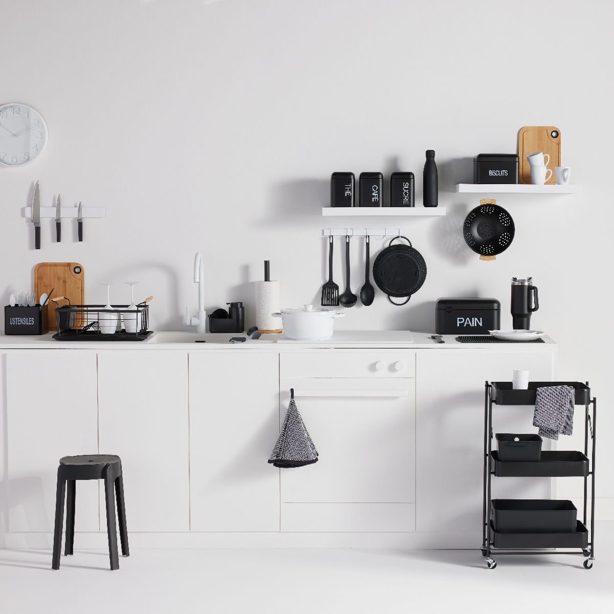Distributeur de savon liquide en plastique KITCHEN noir, UTILITY