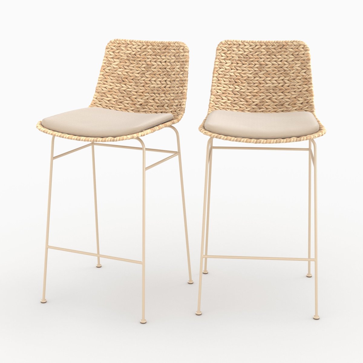 Lot de 2 chaises pour îlot central 66 cm en matière - FARO beige, MAISON PAVANE