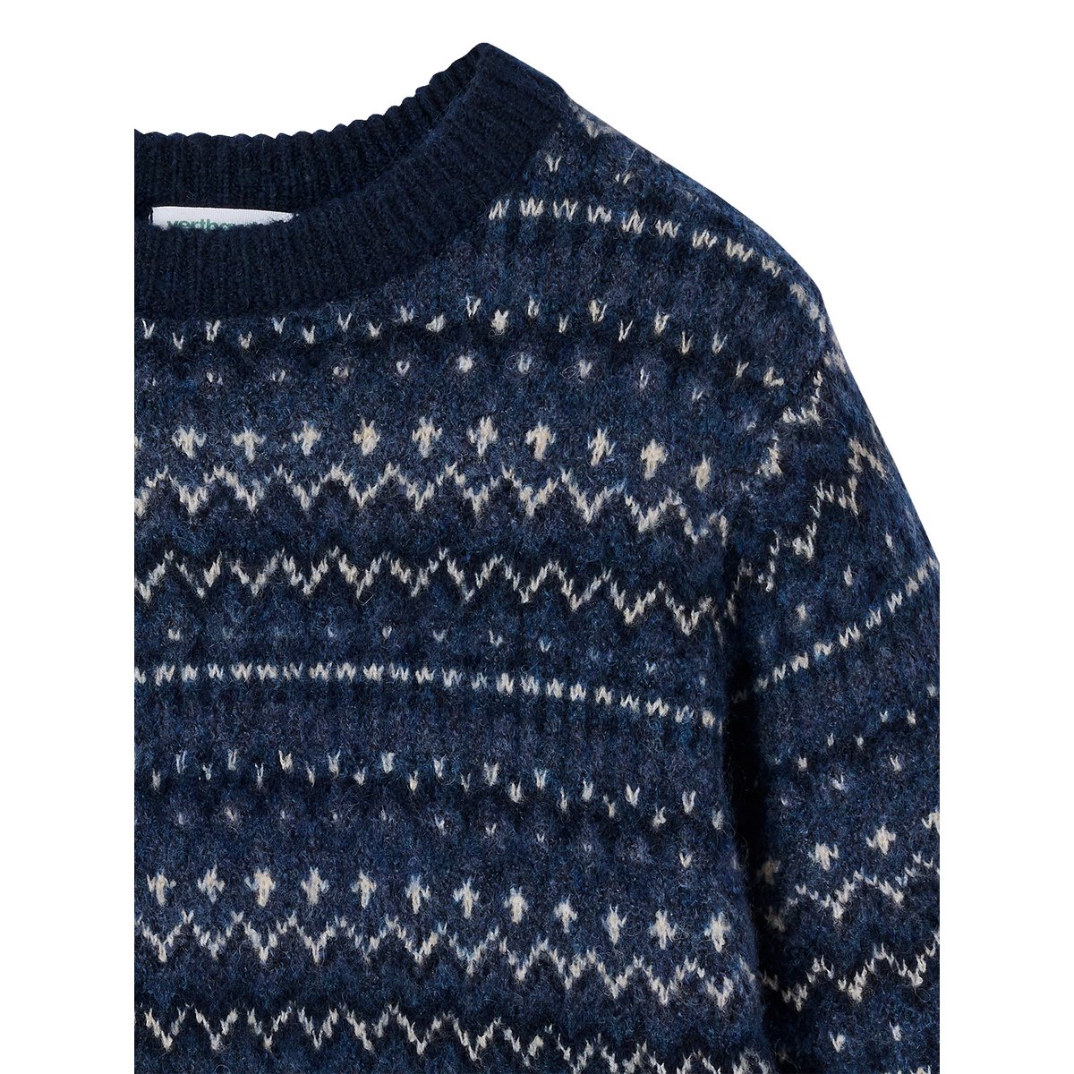 Pull jacquard col rond marine, VERTBAUDET