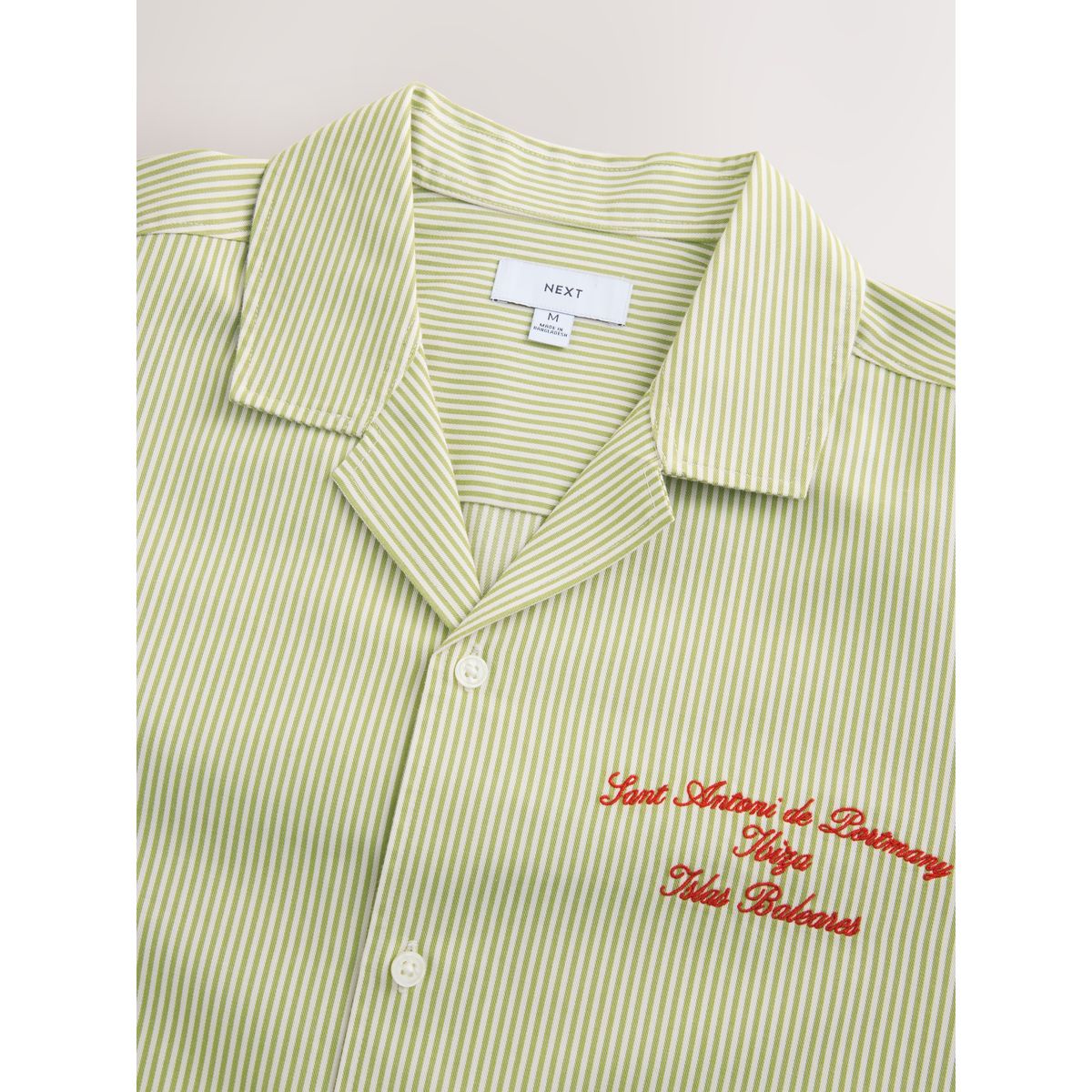 Chemise brodée à manches courtes et rayures vert, NEXT