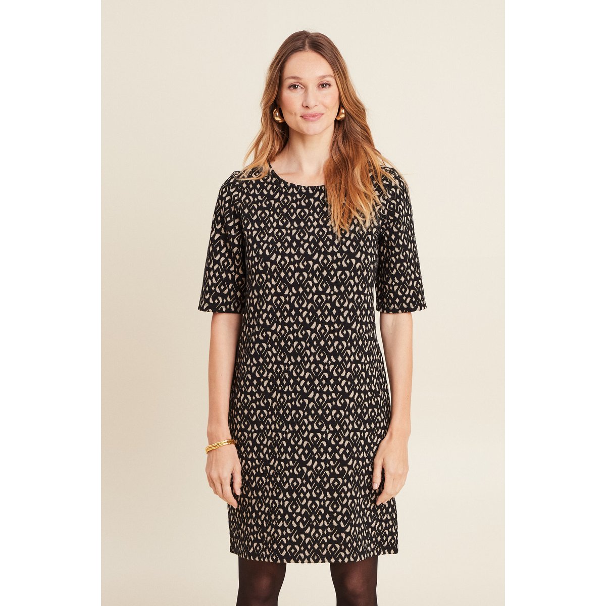 Robe droite manches courtes noir, BREAL