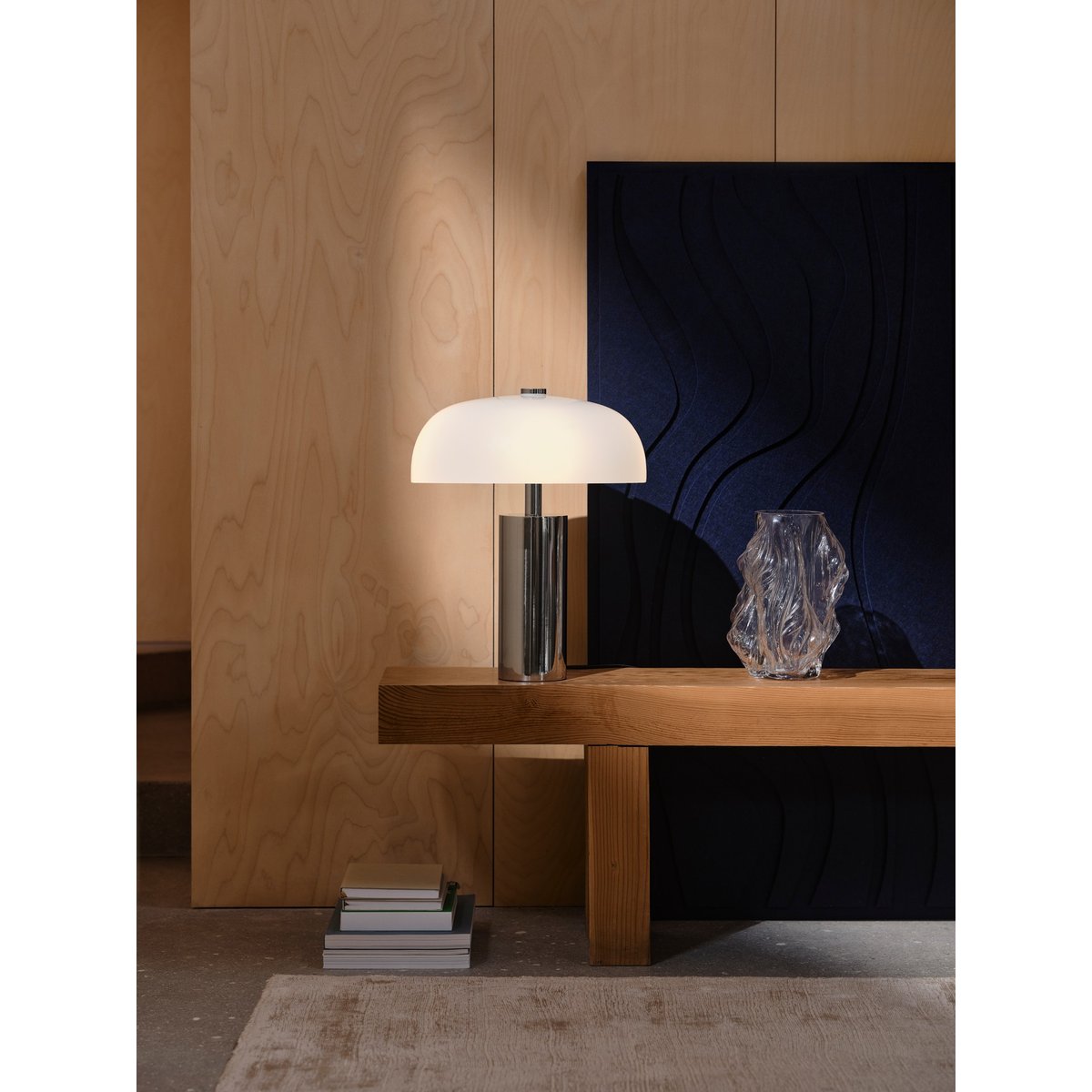 Lampe à poser forme champignon en métal et verre, GABRIELLE chromé, NORDLUX