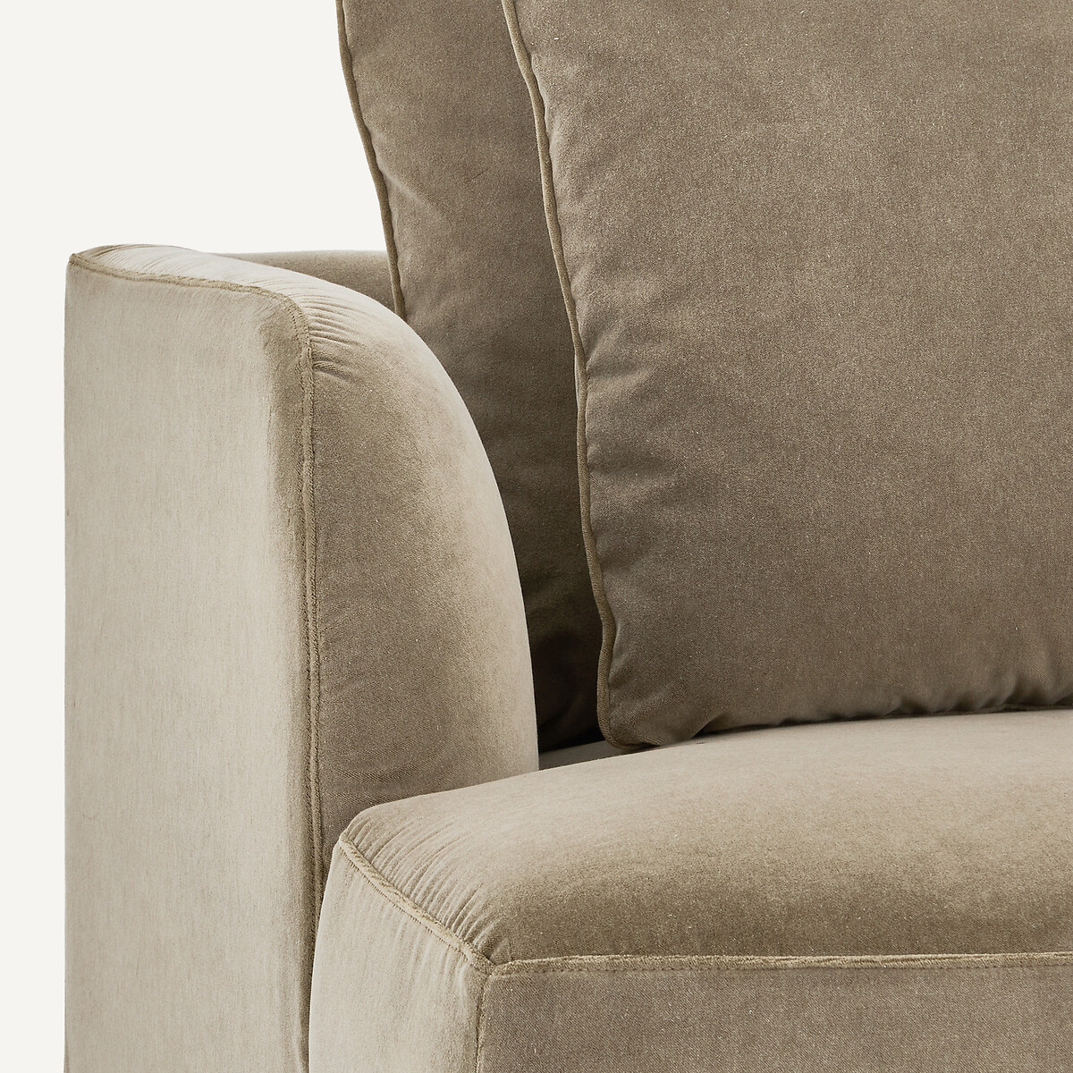 Demi-canapé gauche, arrondi, modulable en velours stonewashed, TIBERIO gris shiitaké, AM.PM