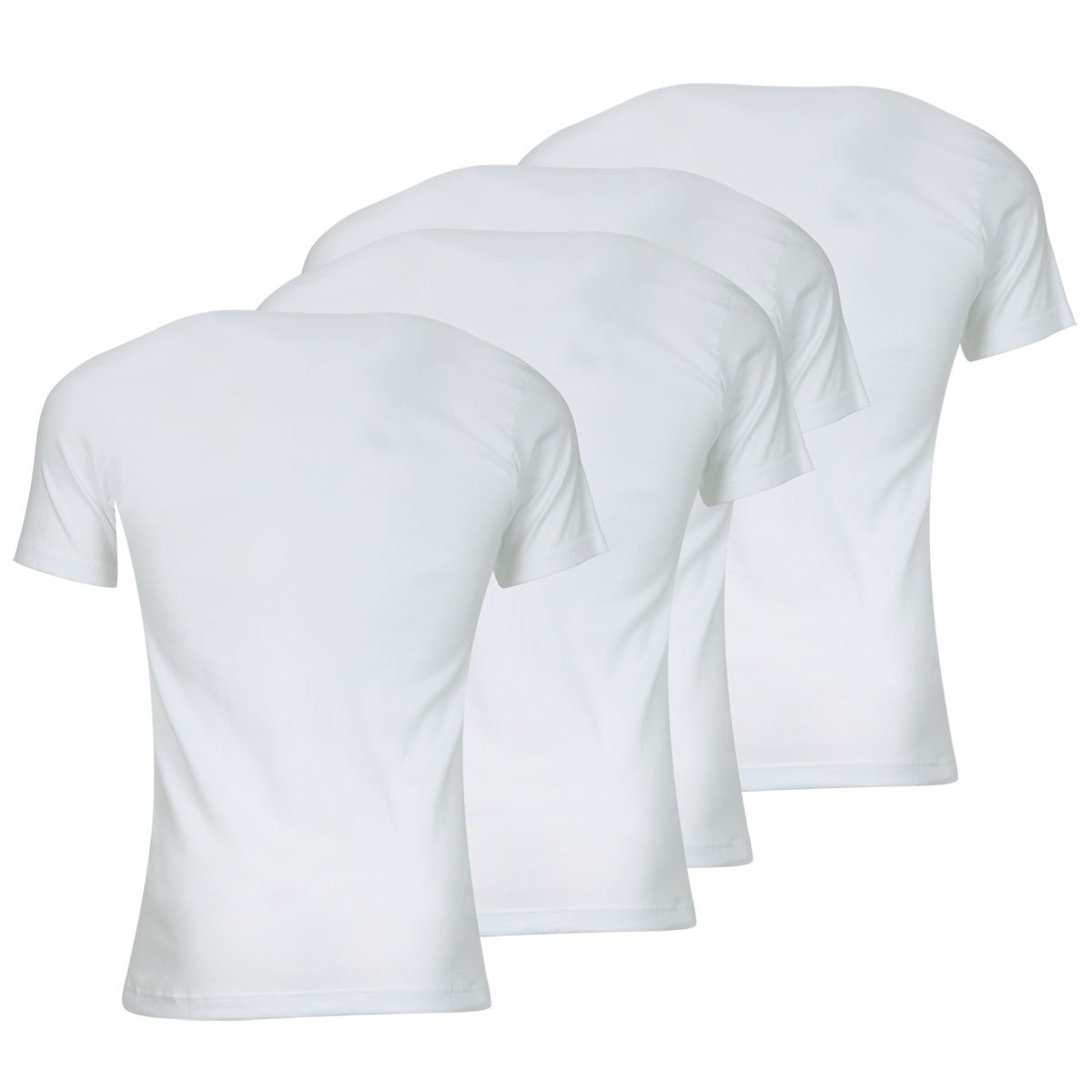 Tee-shirts col rond, lot de 4, coton Bio blanc, ATHENA