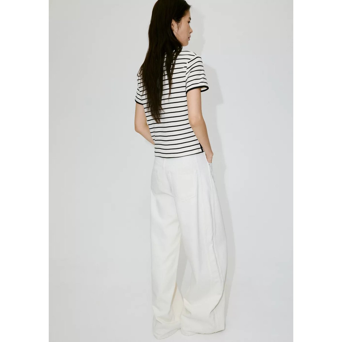 T-shirt coton liserés contrastants noir, MANGO
