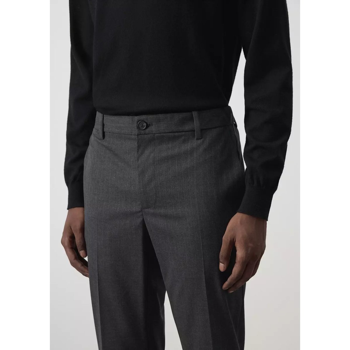 Pantalon Bologna cropped slim-fit gris chiné foncé, MANGO MAN