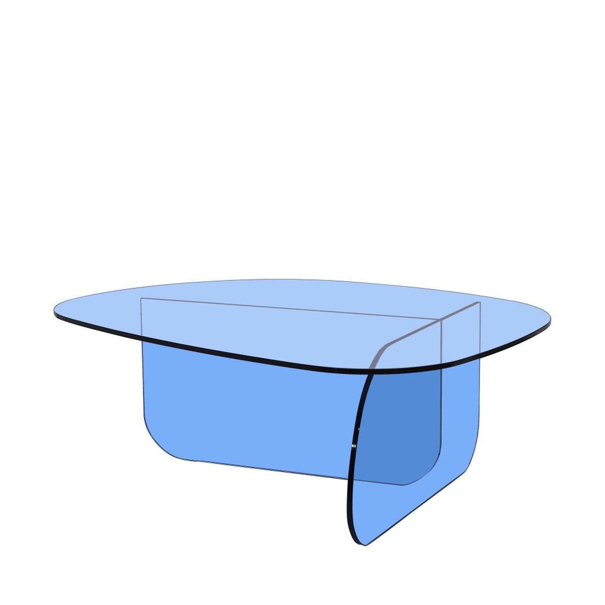Table basse organique en verre L100cm- TILA bleu, DRAWER