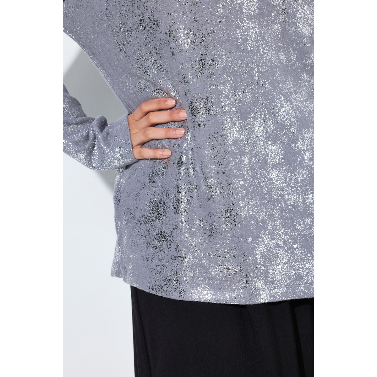 T-shirt imprimé argenté gris chiné, ULLA POPKEN
