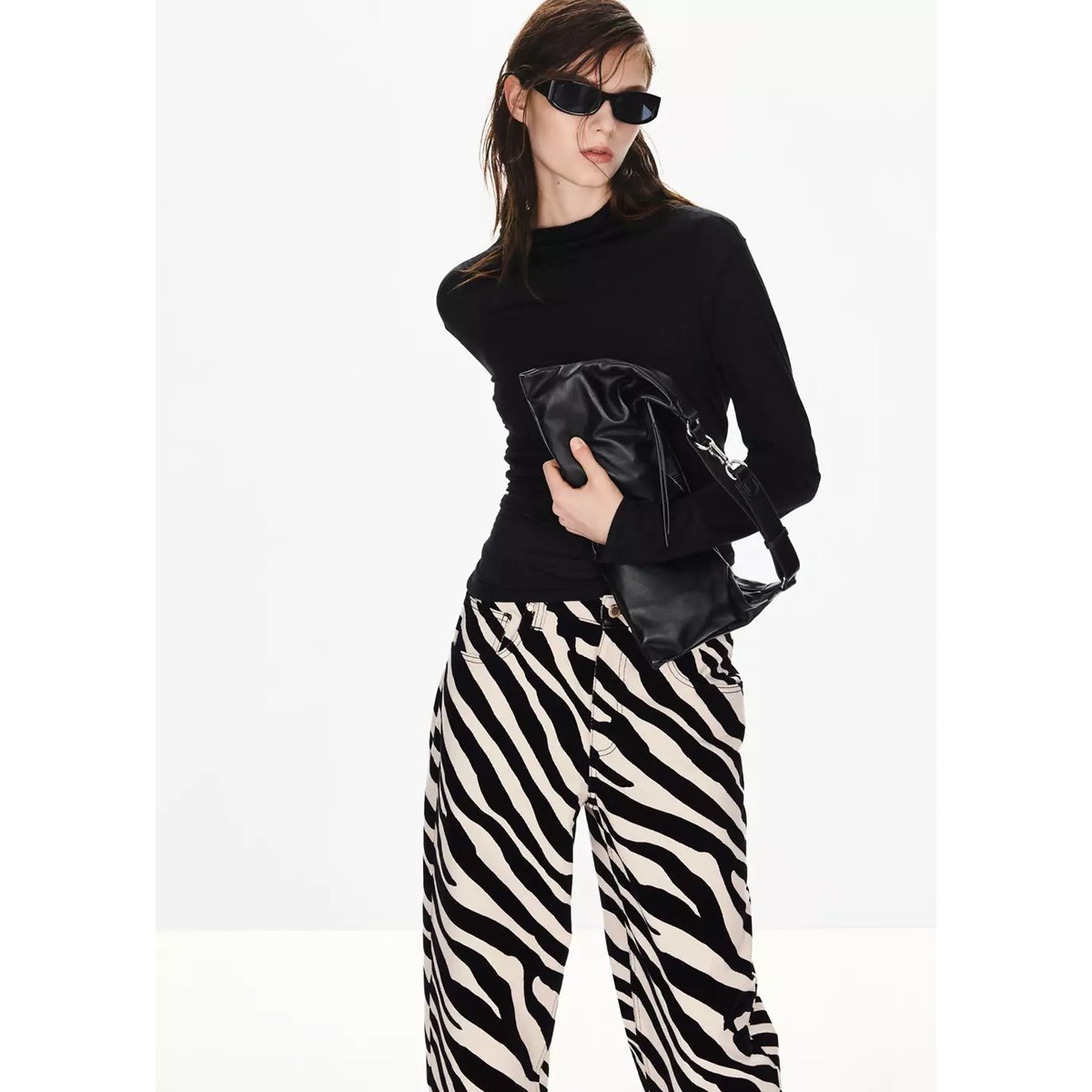 Pantalon ballon imprimé zèbre blanc cassé, MANGO