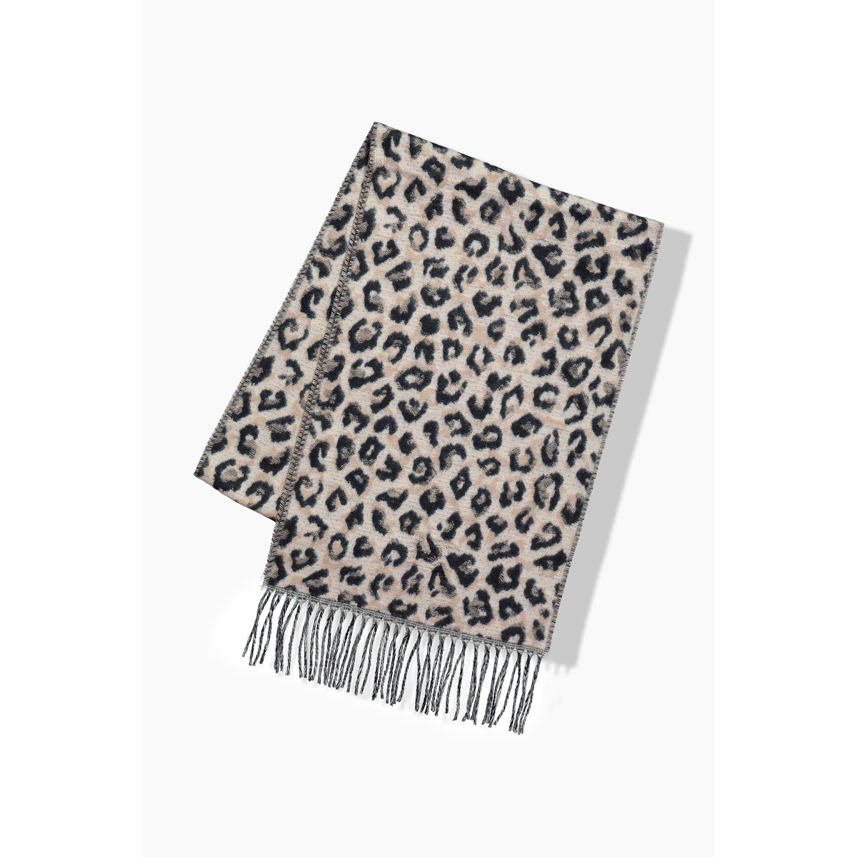 Écharpe motif léopard, bords frangés beige, ULLA POPKEN