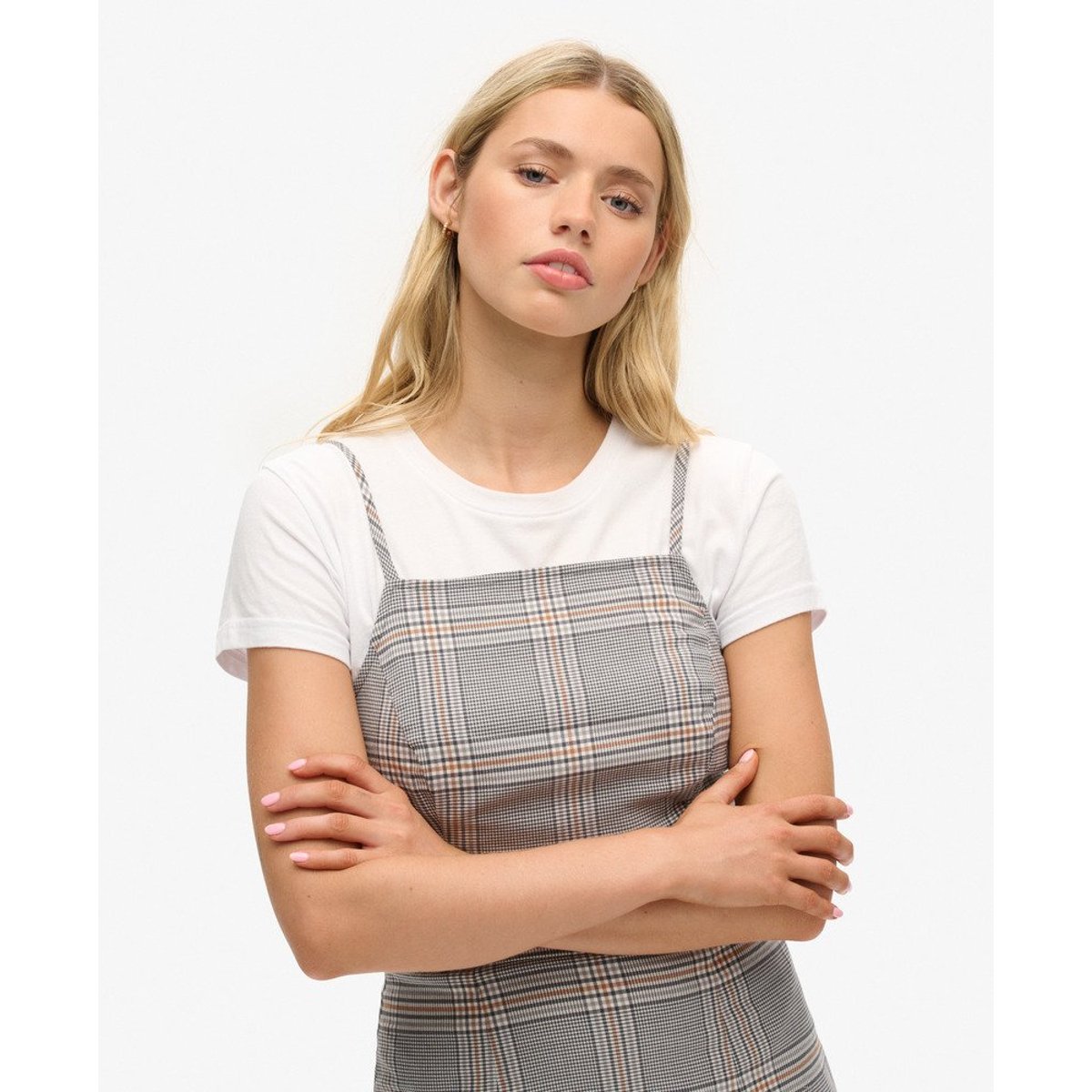 Robe courte caraco Vintage à carreaux carreaux classiques, SUPERDRY