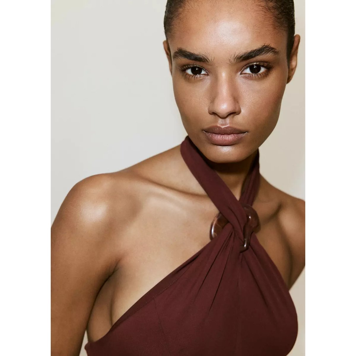 Robe maille emmanchures américaines orange brûlé, MANGO
