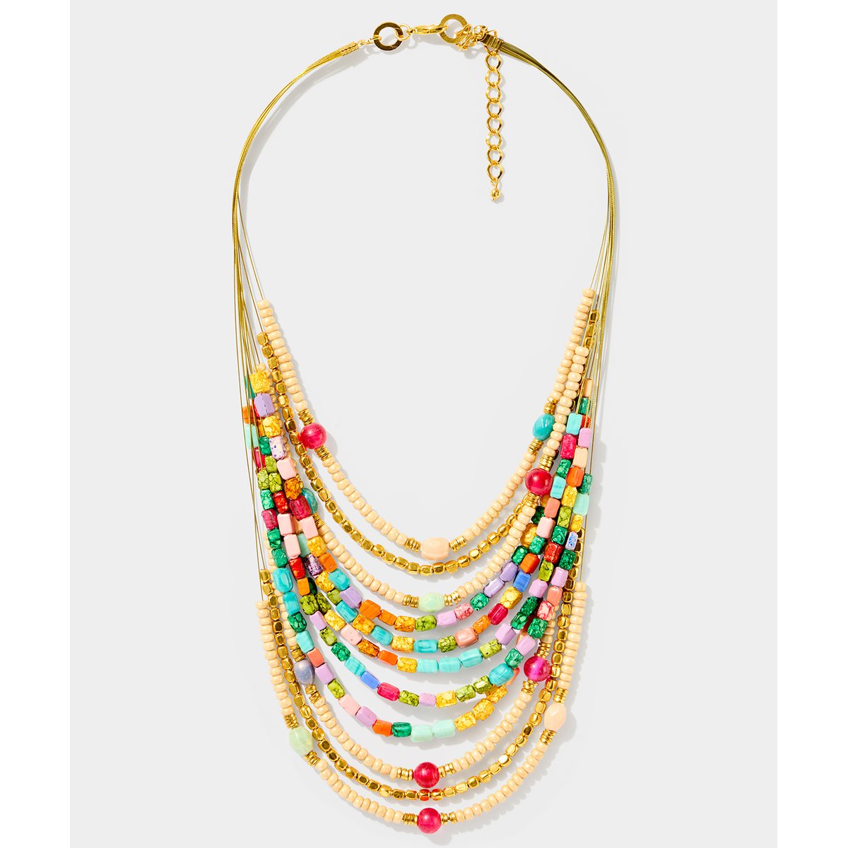Collier à Rangs Perles Colorées or, JOE BROWNS