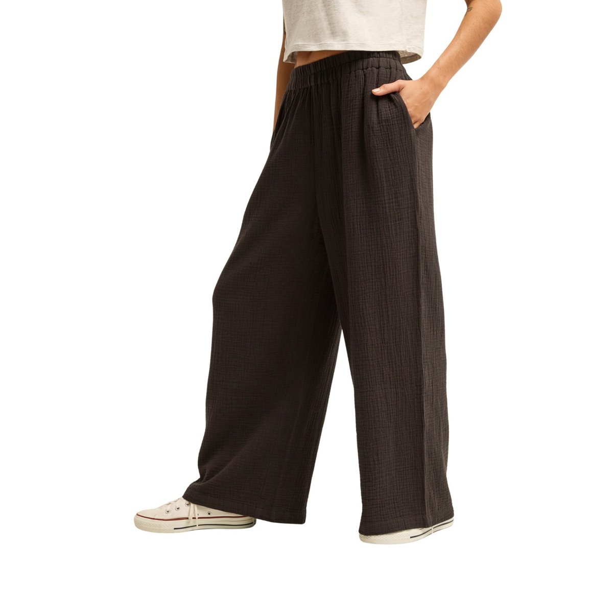 Pantalon en lin FOLLOW ME noir black pebble, BILLABONG