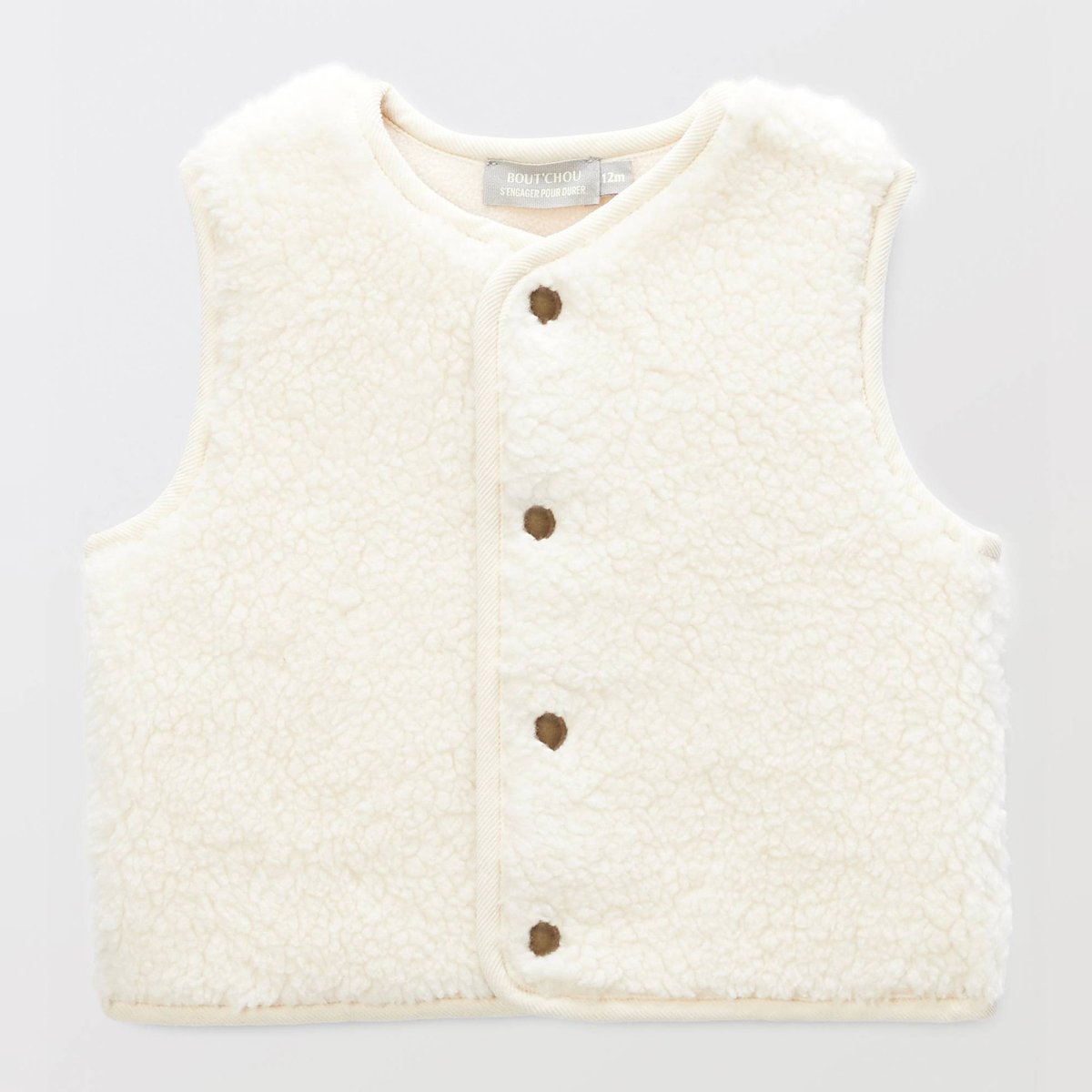 Gilet sans manches uni en moumoute naturel, BOUT'CHOU