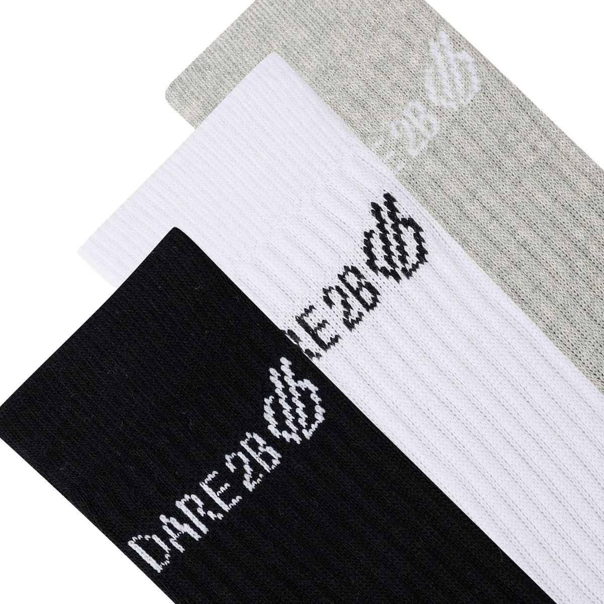 Lot de 3 paires de chaussettes avec logo contrasté noir / blanc / gris chiné, DARE 2B