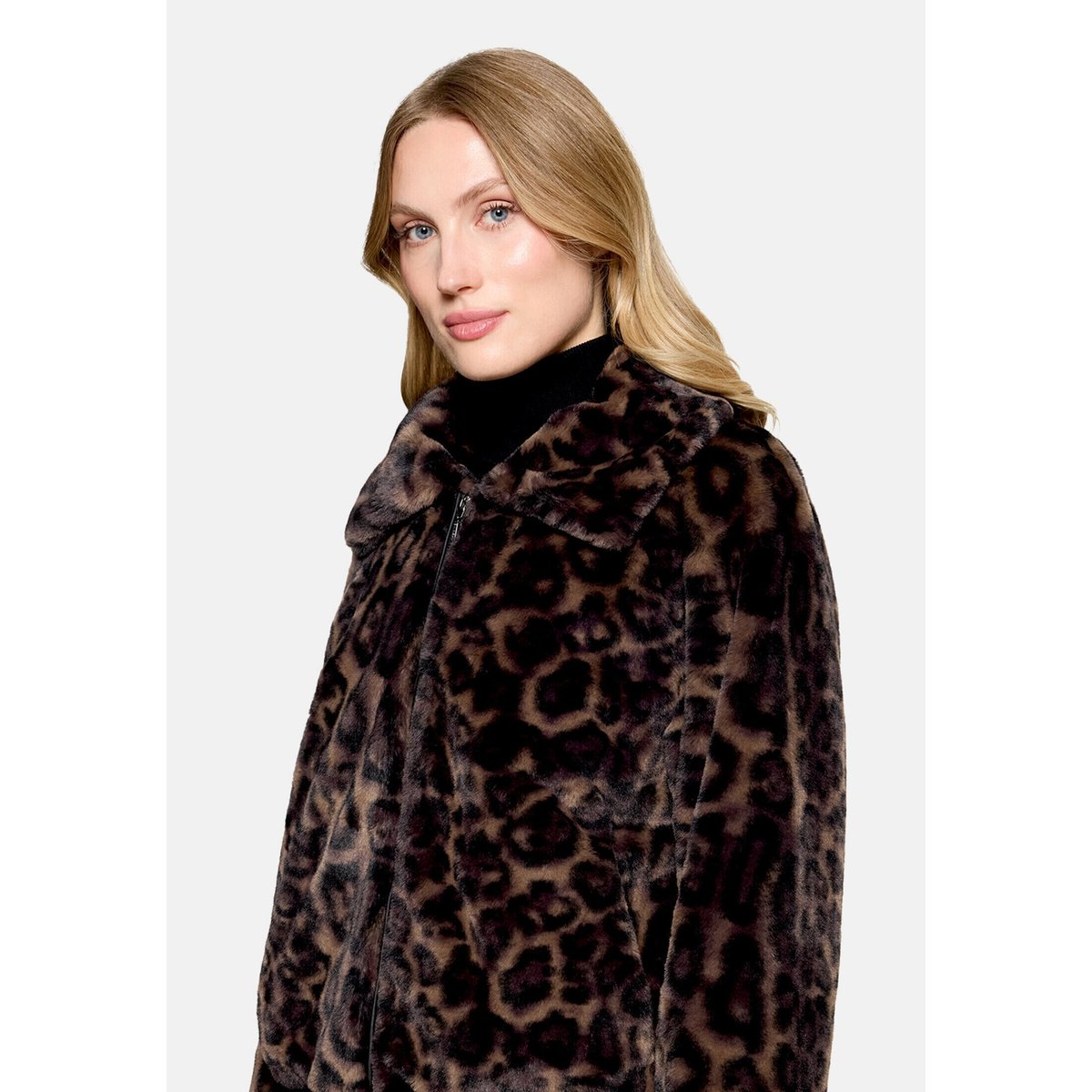 Veste en peluche avec partie veste sans manches amovible taupe/black, AMBER & JUNE
