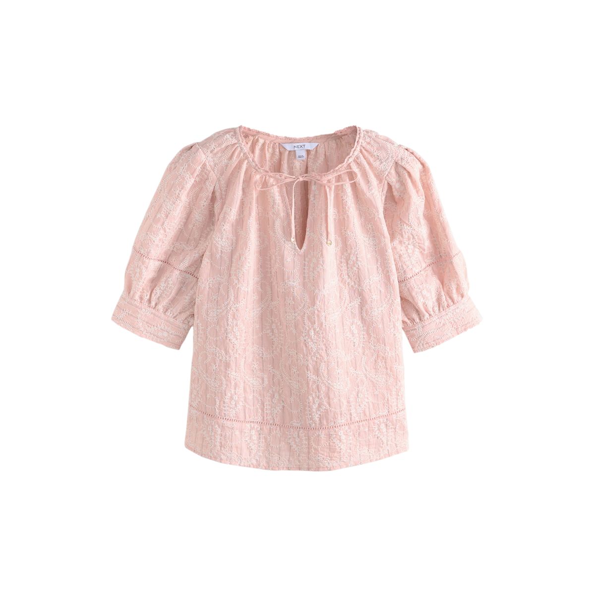 Blouse à motif cachemire brodé et lien au col rose, NEXT